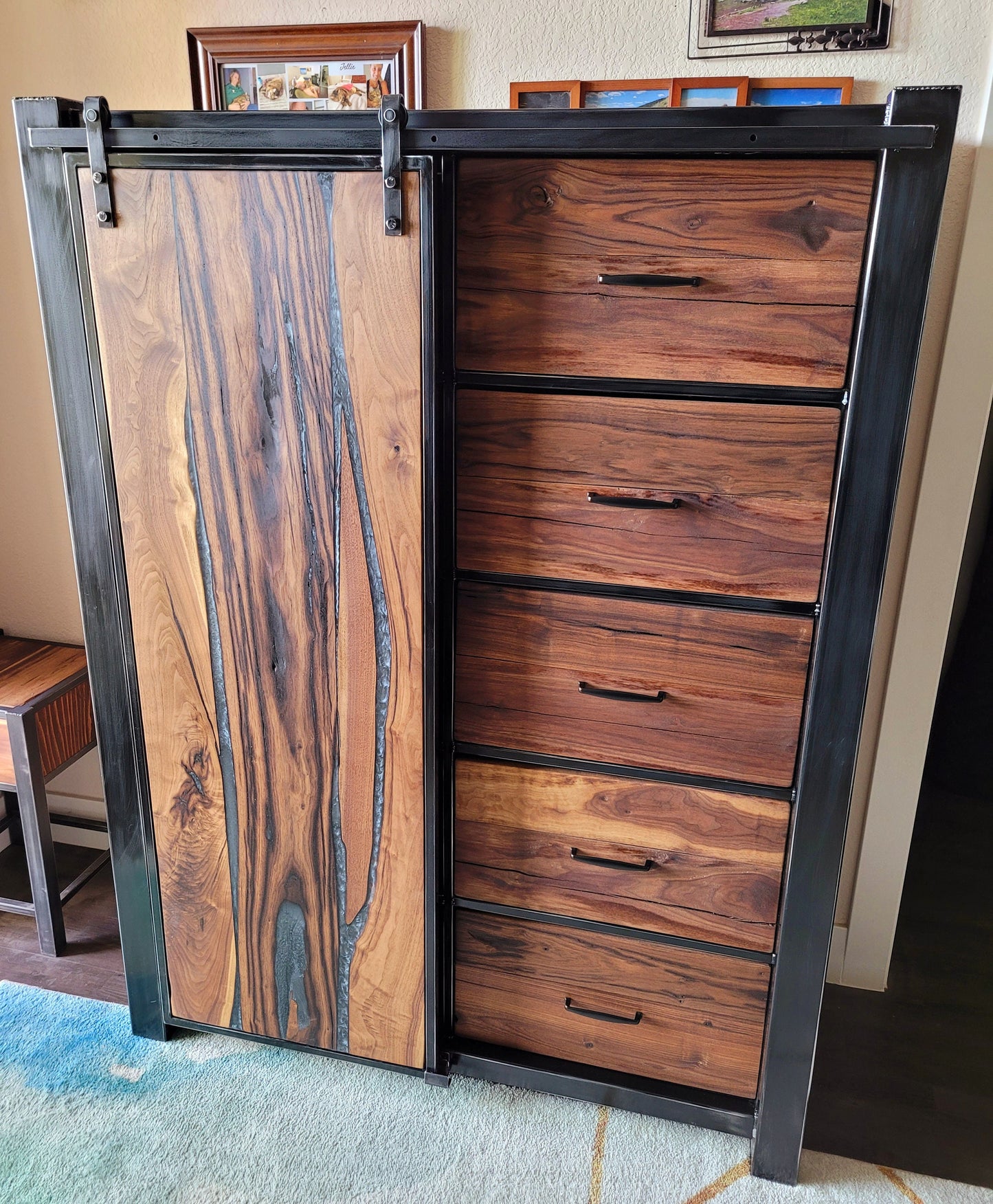 Design Consultation - Oversized Barndoor Dresser - Handmade to Order - American Black Walnut & Epoxy Inlay