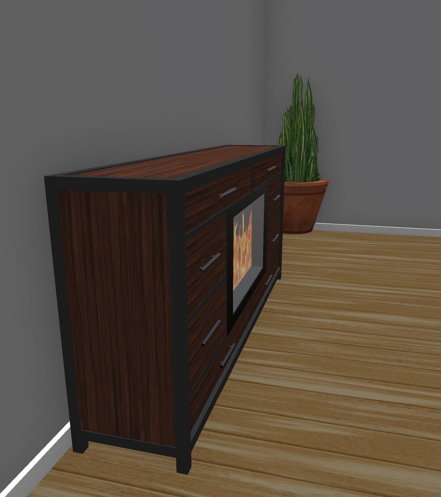 Start a Discussion! - Custom Dresser/Hutch with Electric Fireplace & American Walnut