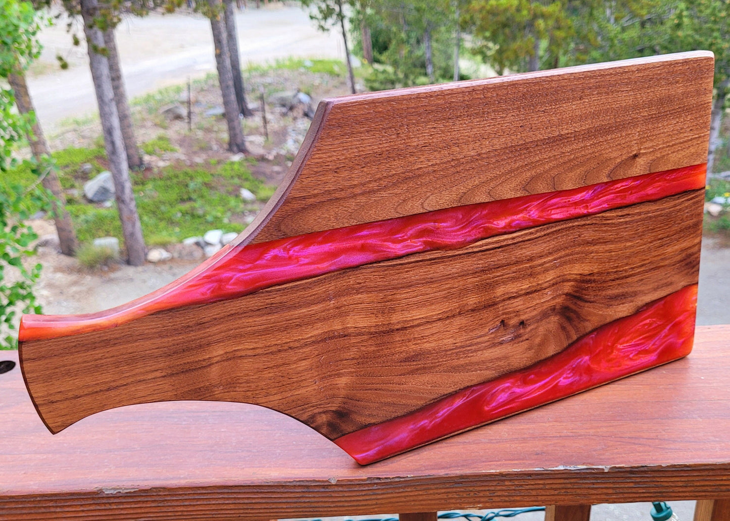Dragons Breath & Black Walnut Cutting Board Charcuterie Display Cheese Tray - Gift Wrap Included