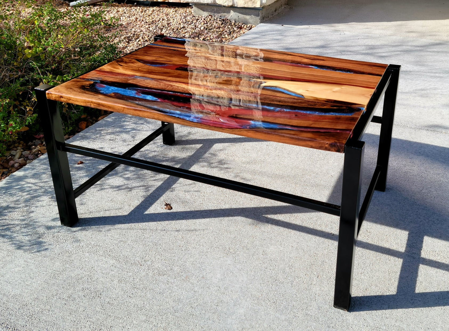 Epoxy Coffee Table - Living Room Console - Walnut Side Table