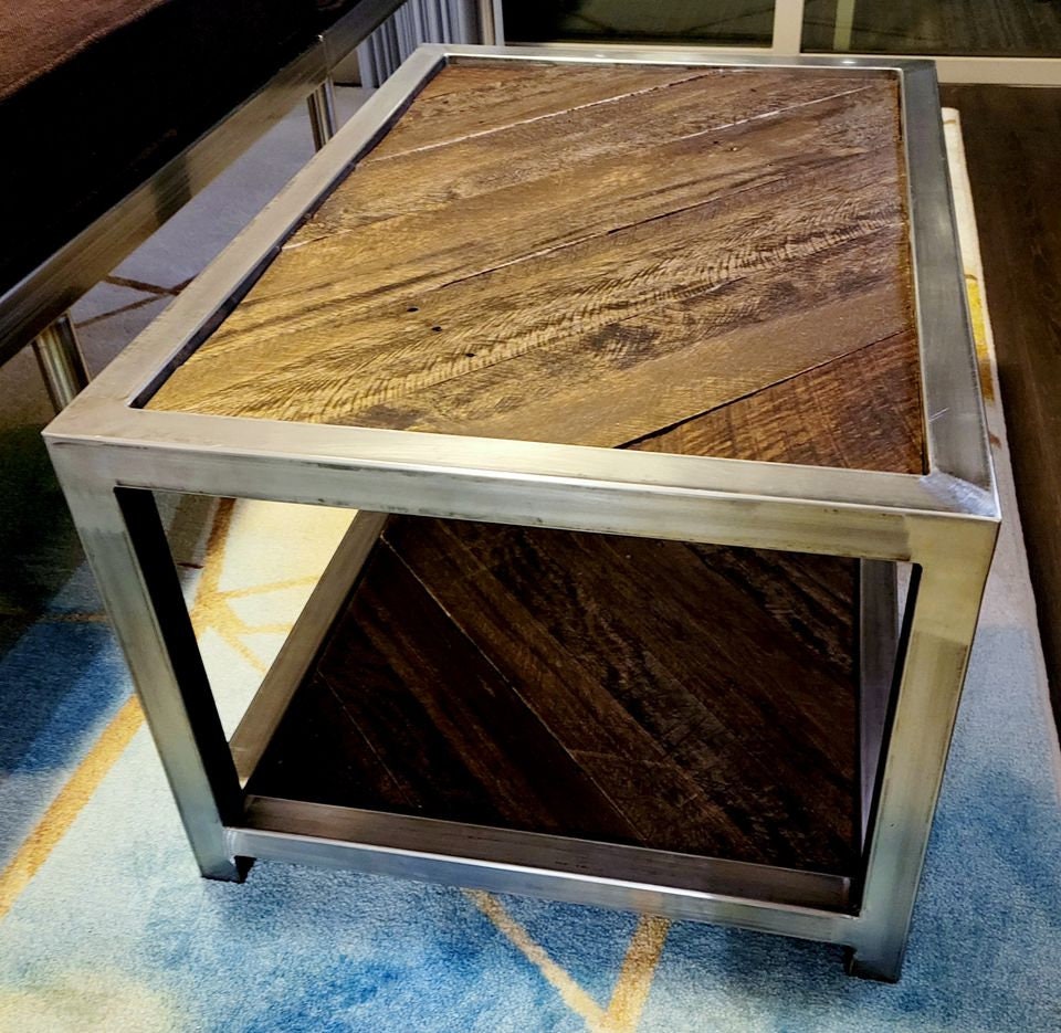 Start a Discussion! - Custom Built Coffee Table - Real Steel & Reclaimed Wood from Colorado