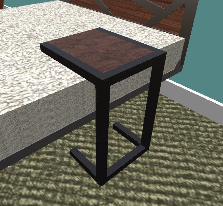 Custom Order C-Side Table - White Oak or Black Walnut - Colored Epoxy Available