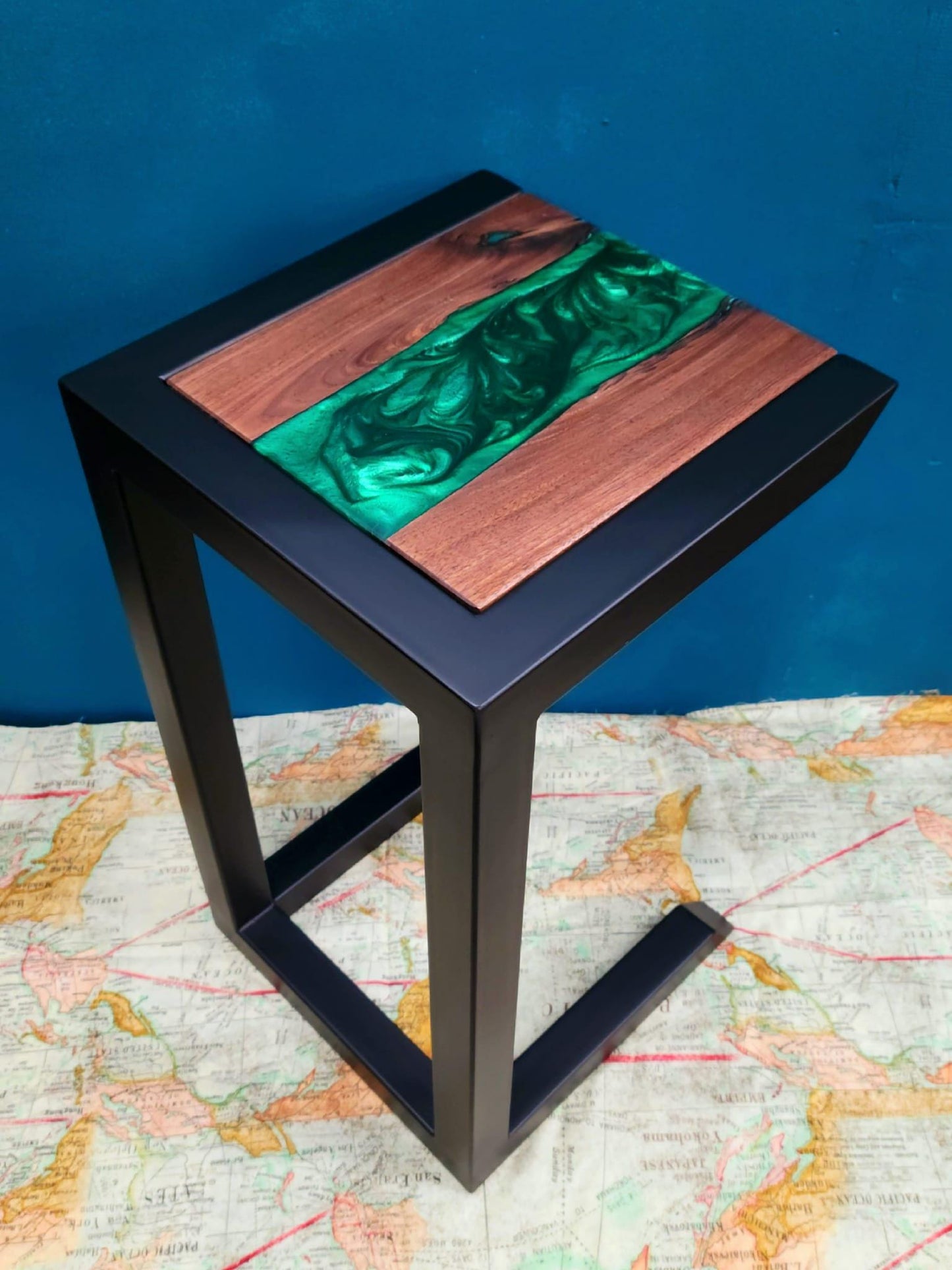 Made to Order - Epoxy Resin Couch Side Table - Coffee Table - C-side Desk - Handmade in USA