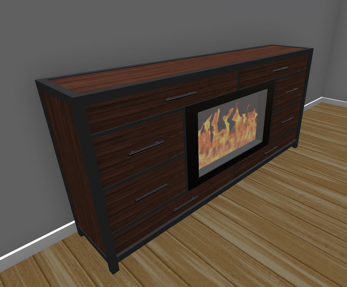 Start a Discussion! - Custom Dresser/Hutch with Electric Fireplace & American Walnut