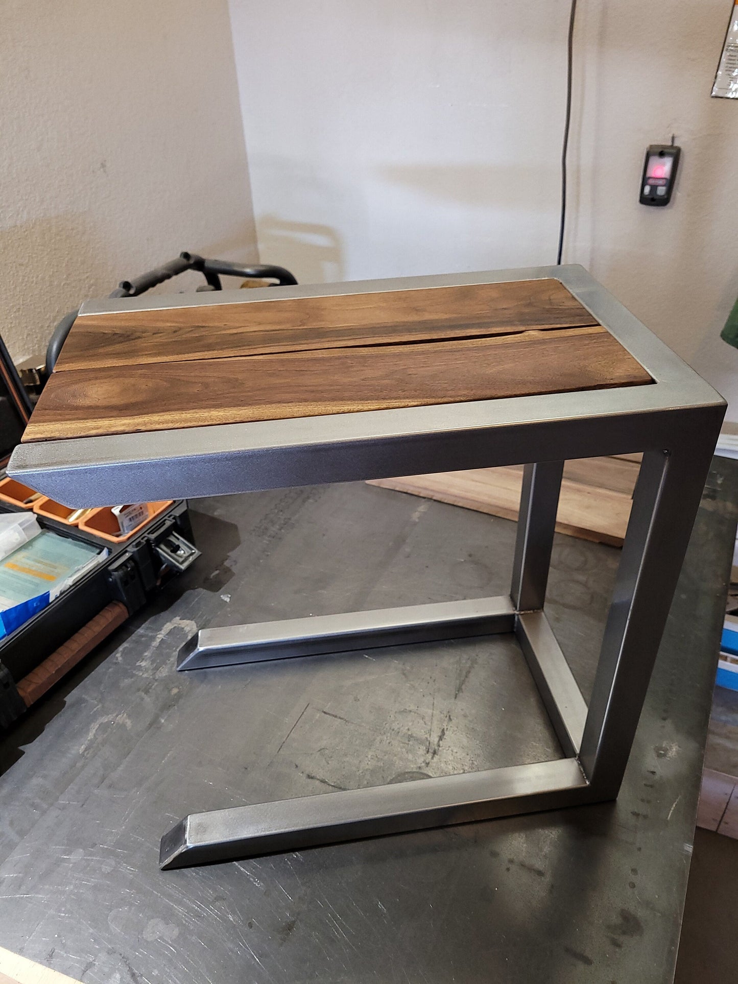 Custom Order C-Side Table - White Oak or Black Walnut - Colored Epoxy Available
