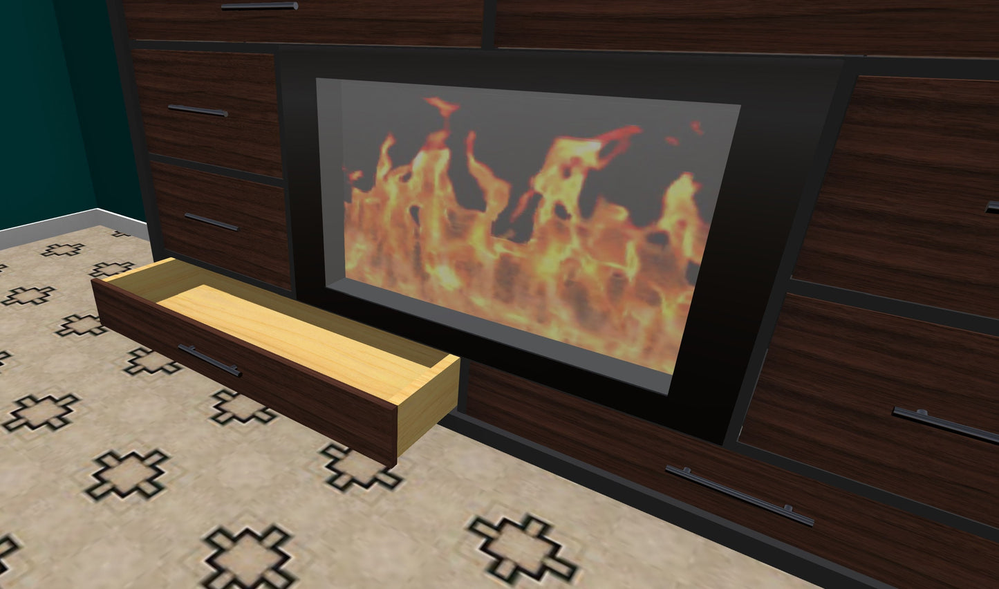 Start a Discussion! - Custom Dresser/Hutch with Electric Fireplace & American Walnut