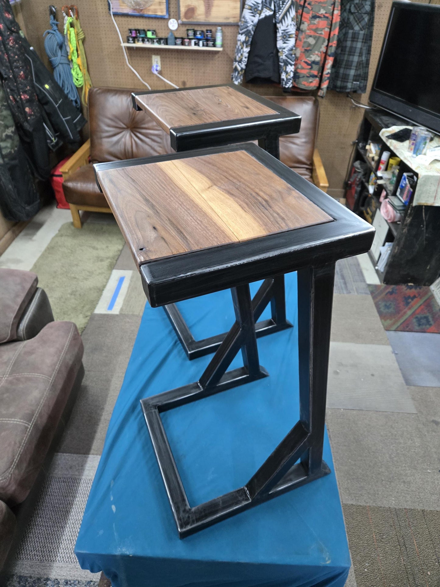 Industrial Bar Stools - Made to Order - Black Walnut - Epoxy Available
