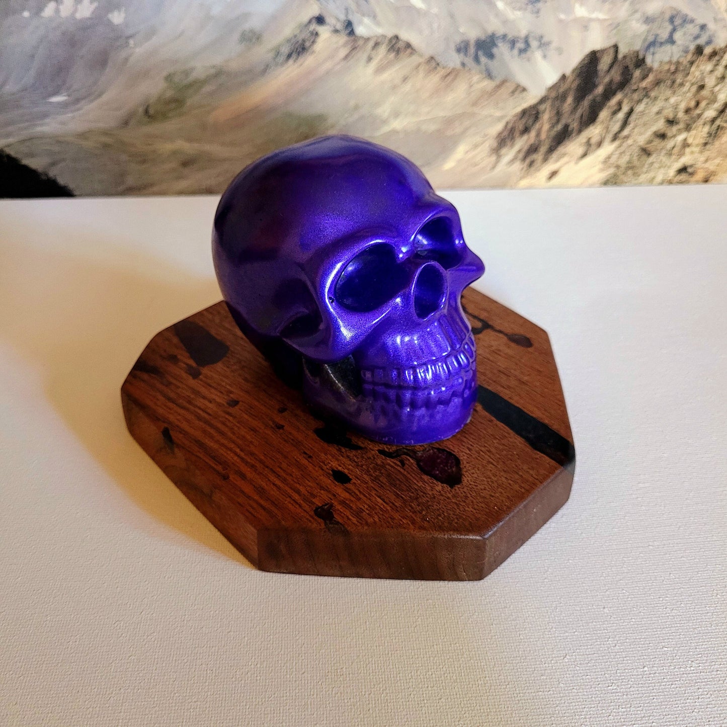 Halloween Decor - Purple Skull with Display Base