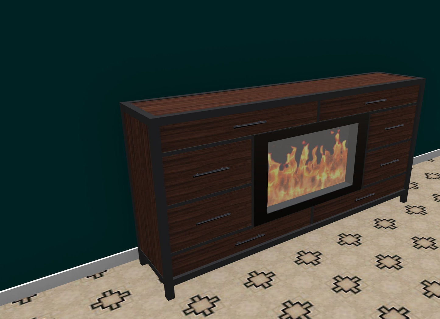 Start a Discussion! - Custom Dresser/Hutch with Electric Fireplace & American Walnut