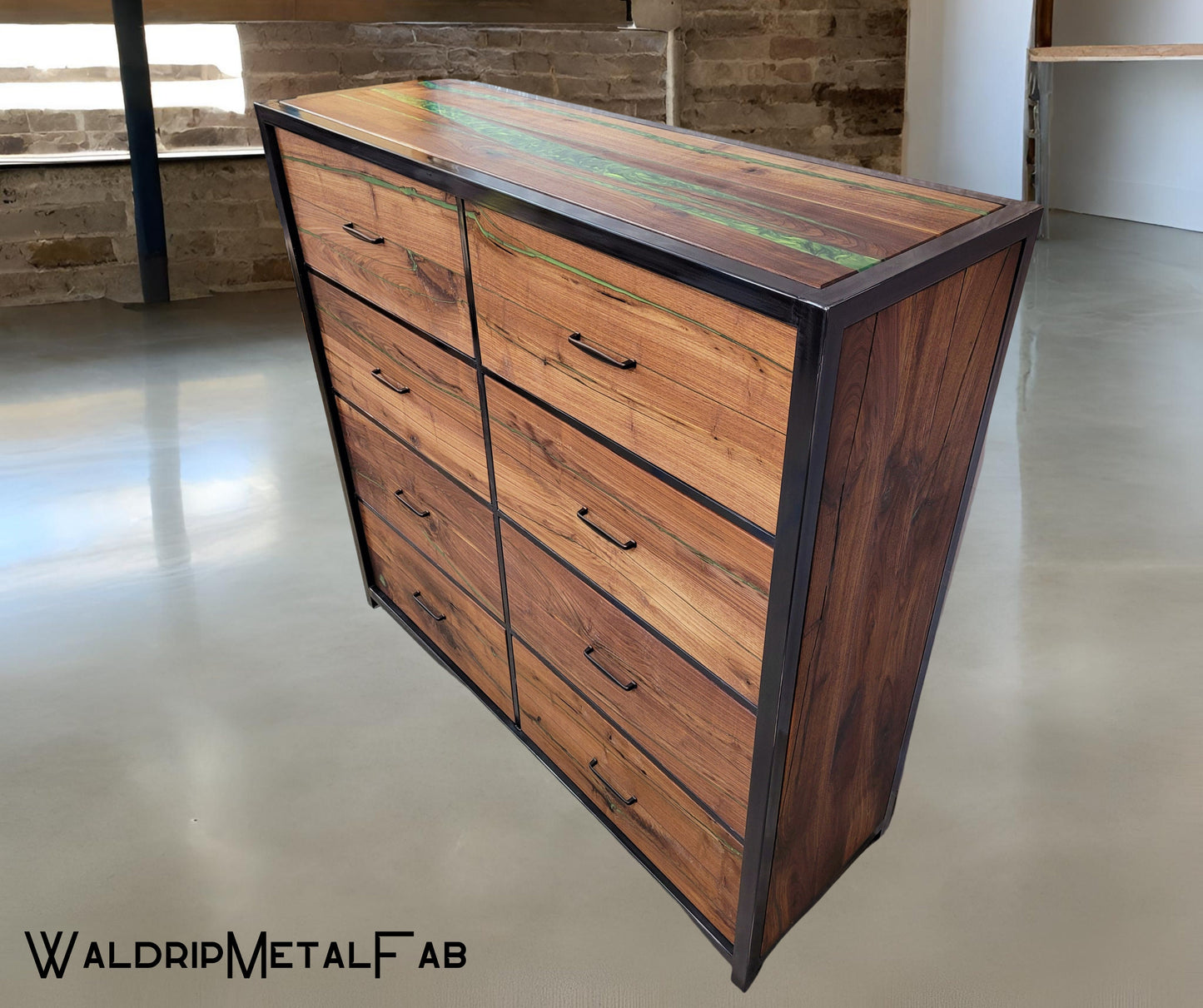 Custom Order! - Oversized Eight Drawer Walnut/Steel Dresser - Handmade to Order