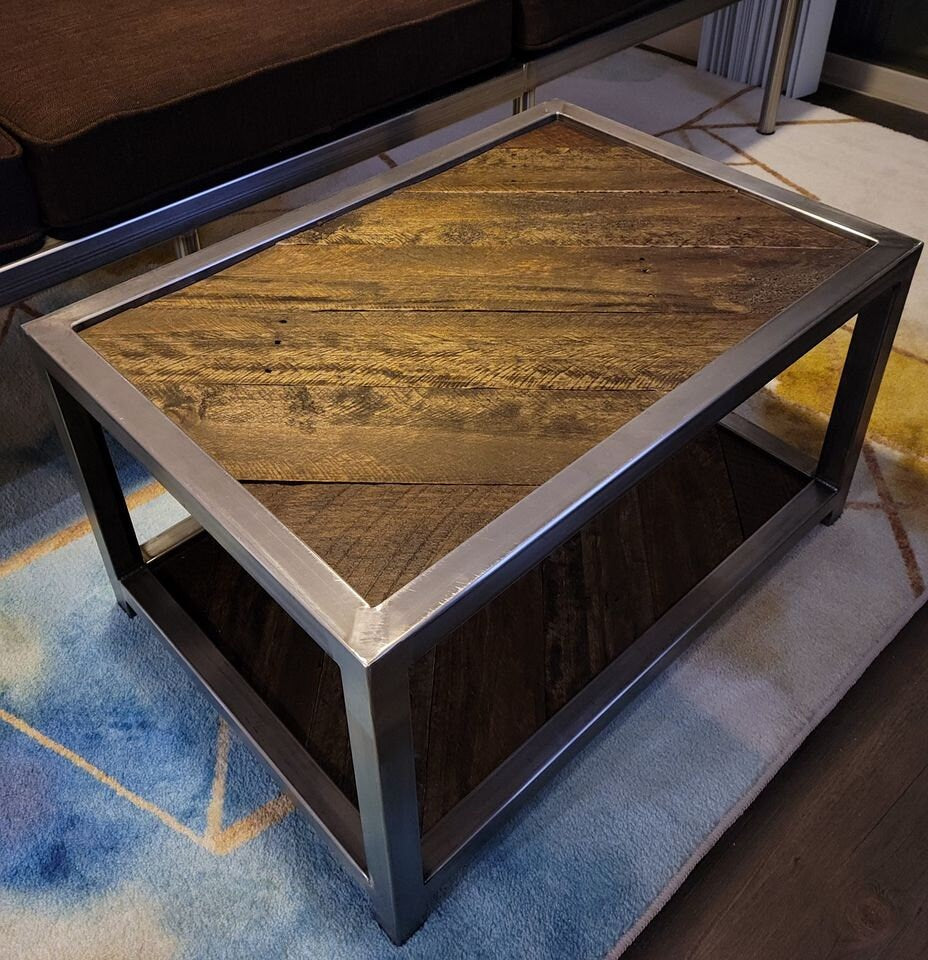 Start a Discussion! - Custom Built Coffee Table - Real Steel & Reclaimed Wood from Colorado