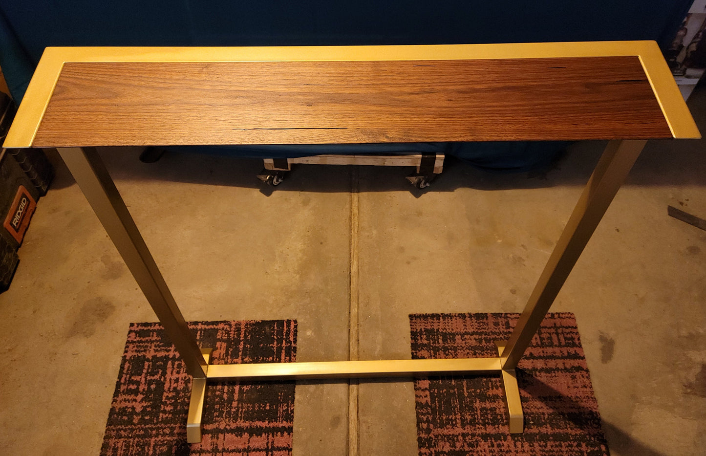 Made to Order! - Couch Table/Display Table - Walnut Wood Gold Base - Made to Order by hand in Colorado!