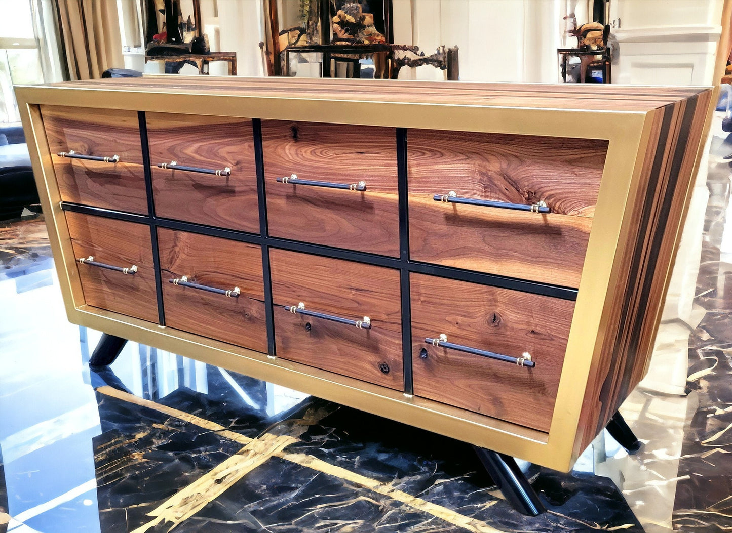 Ready to Ship "Black Gold" Handmade Chest of Drawers