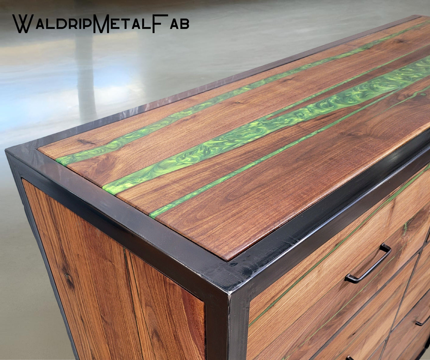 Custom Order! - Oversized Eight Drawer Walnut/Steel Dresser - Handmade to Order