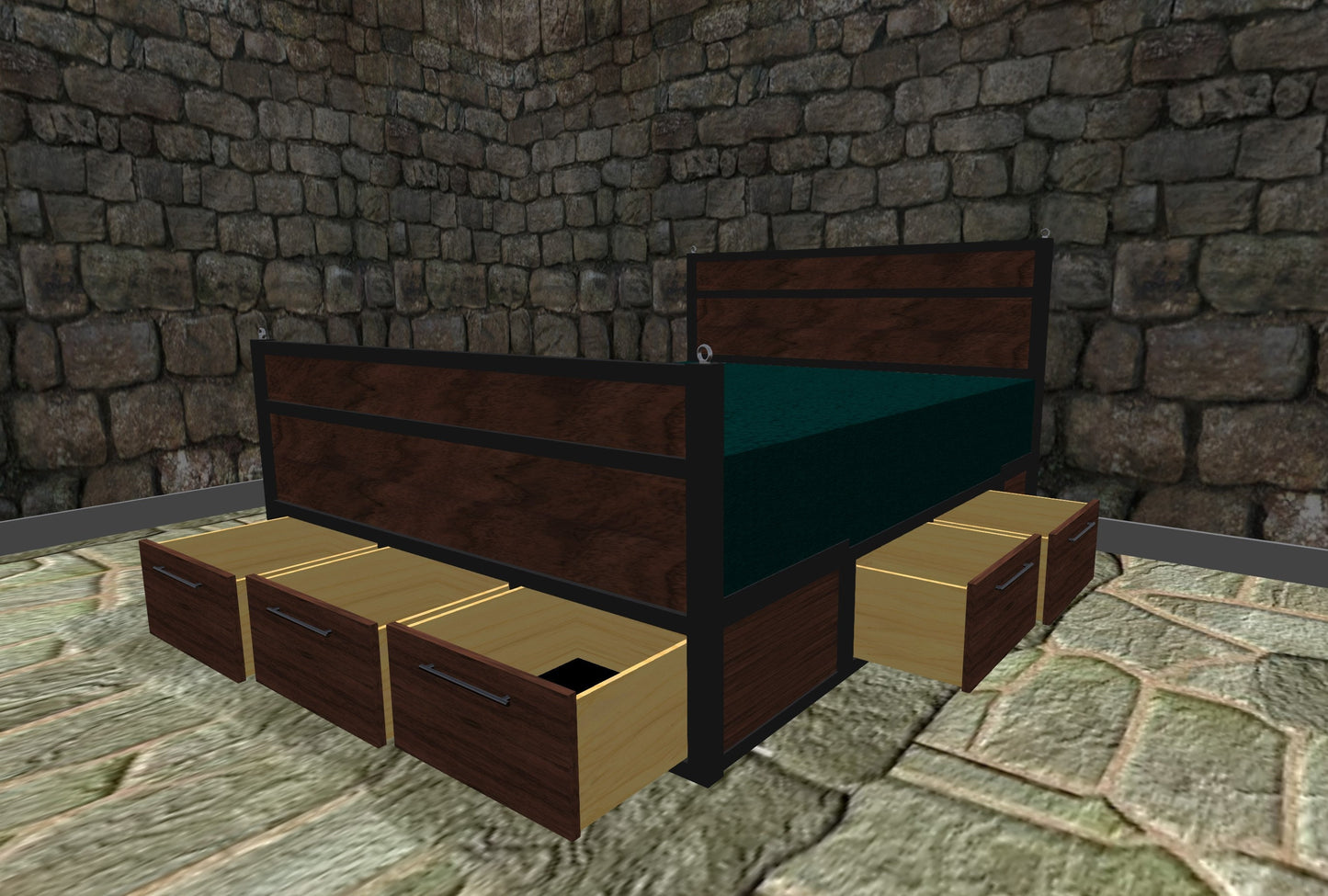 Start a Discussion! - Oversized Industrial Bed - Handmade to Order - Black Walnut ~~~~First of two payments~~~~