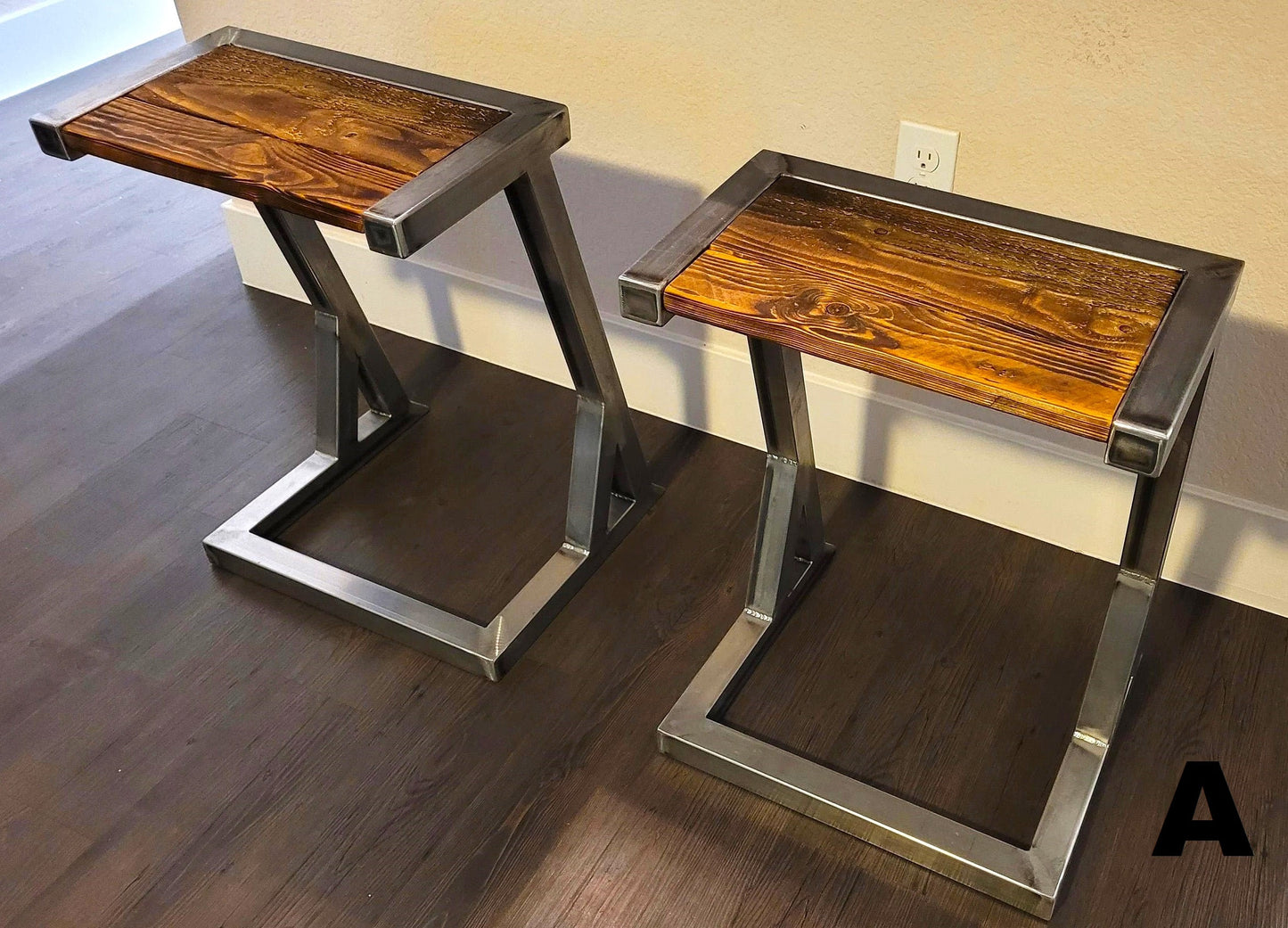 Custom Order Industrial Bar Stools - White Oak or Black Walnut - Epoxy Available