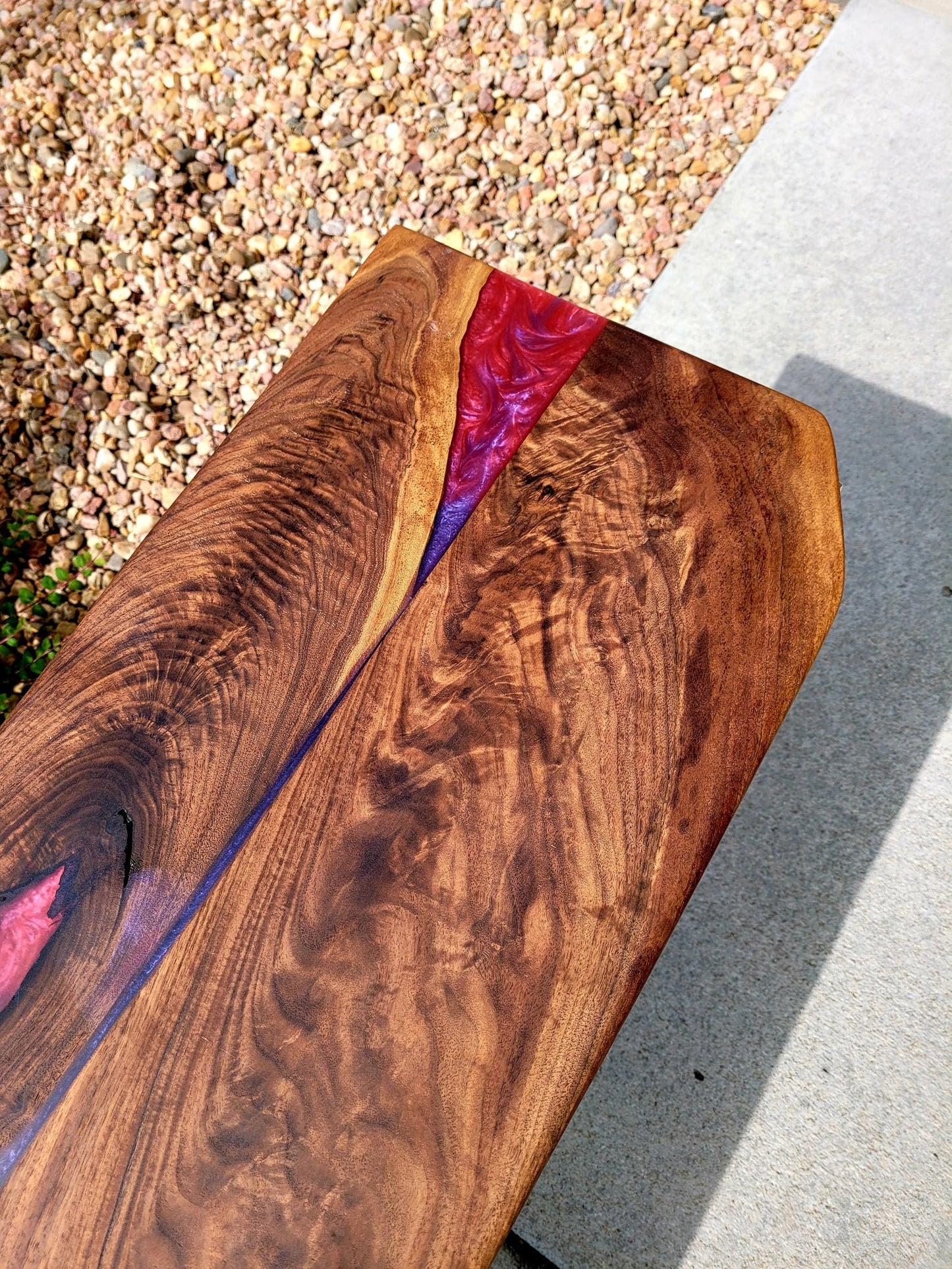 Made to Order - Purple Rain & Savage Red - Oversized Indoor/Outdoor Bench - Plant Table