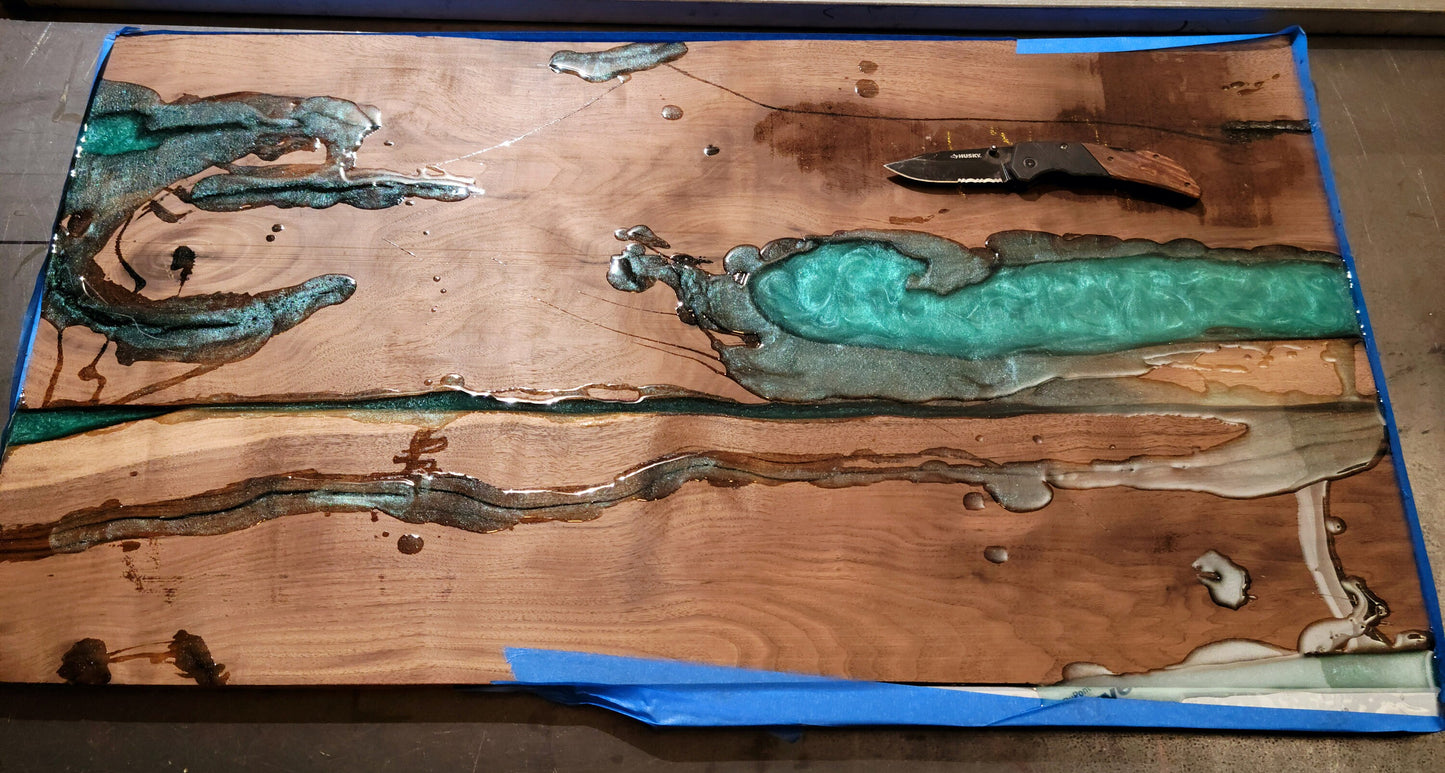 Start a Discussion! - Handcrafted Black Walnut Tabletop with Epoxy Resin - Custom-Made for You