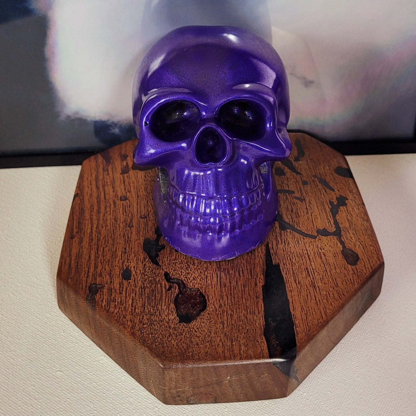 Halloween Decor - Purple Skull with Display Base