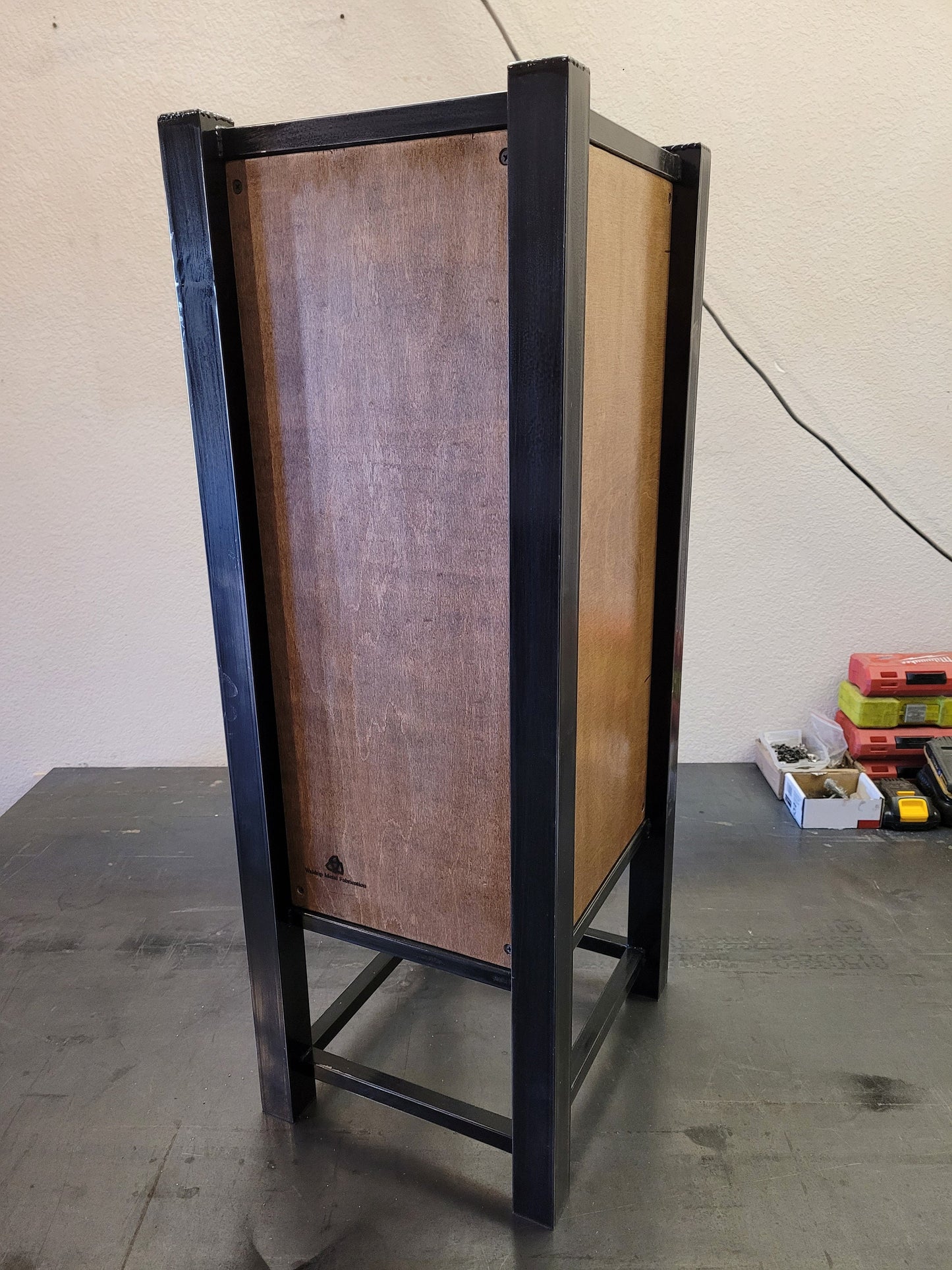 Three Drawer Tall Nightstand - American Walnut and Real Steel