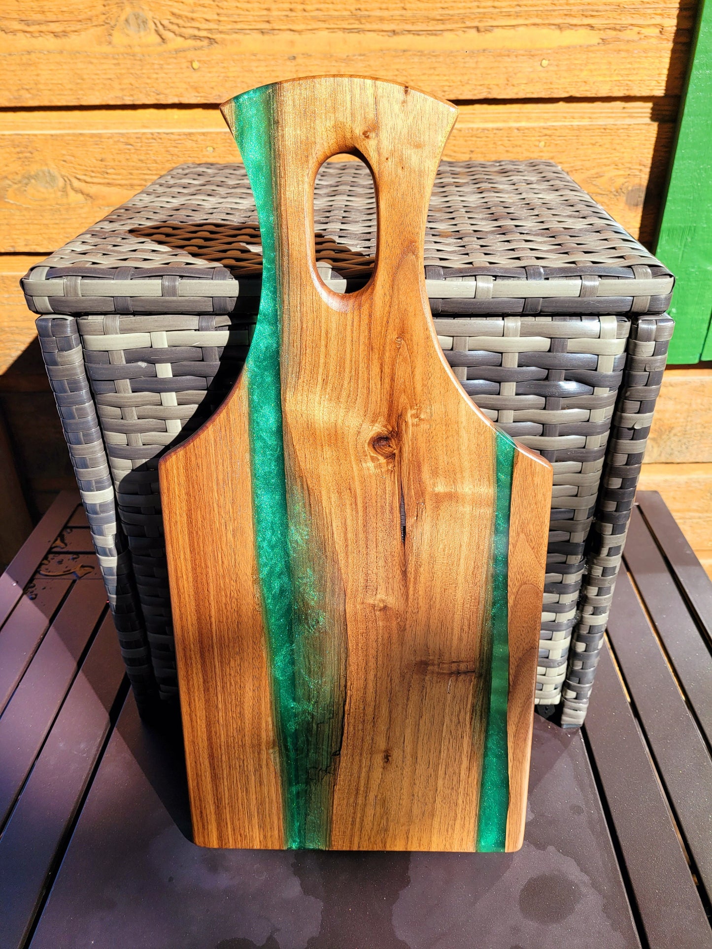 Made to Order! - Emerald Green & Gold - American Black Walnut Cutting Board Colored Epoxy
