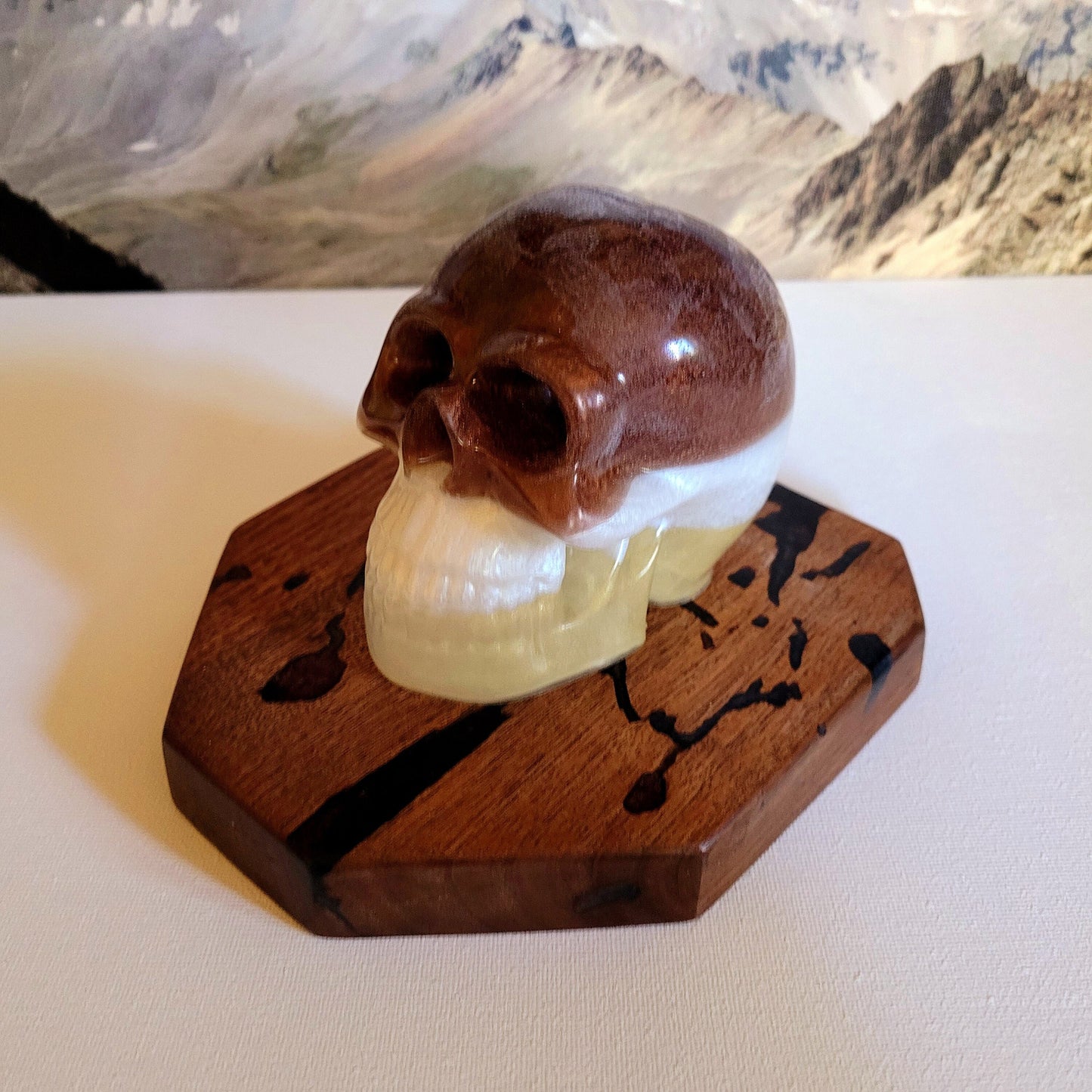 Halloween Decor - Mahogany & Pure White Skull