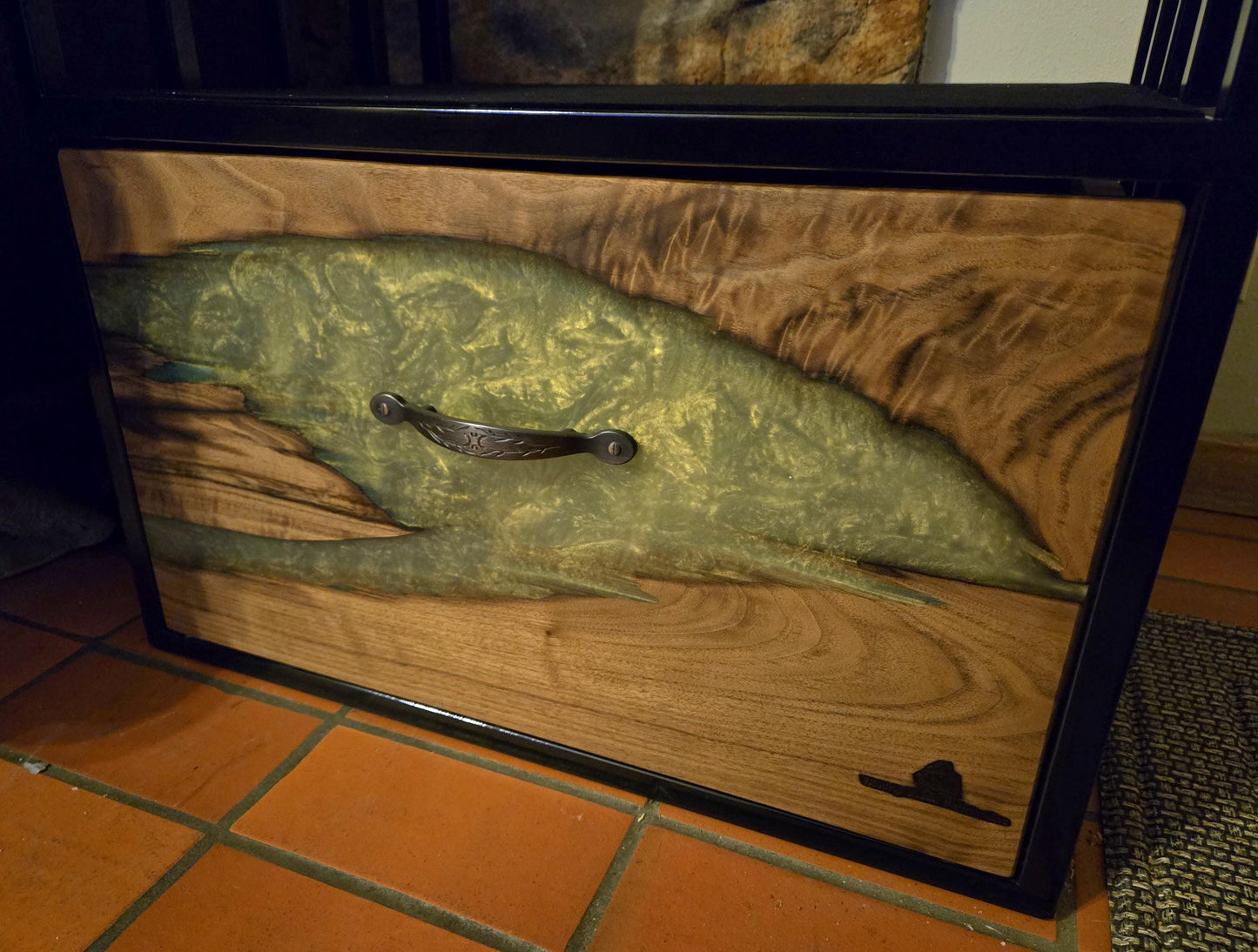 Firewood Storage Wood Holder Epoxy Drawer Velvet Shelves
