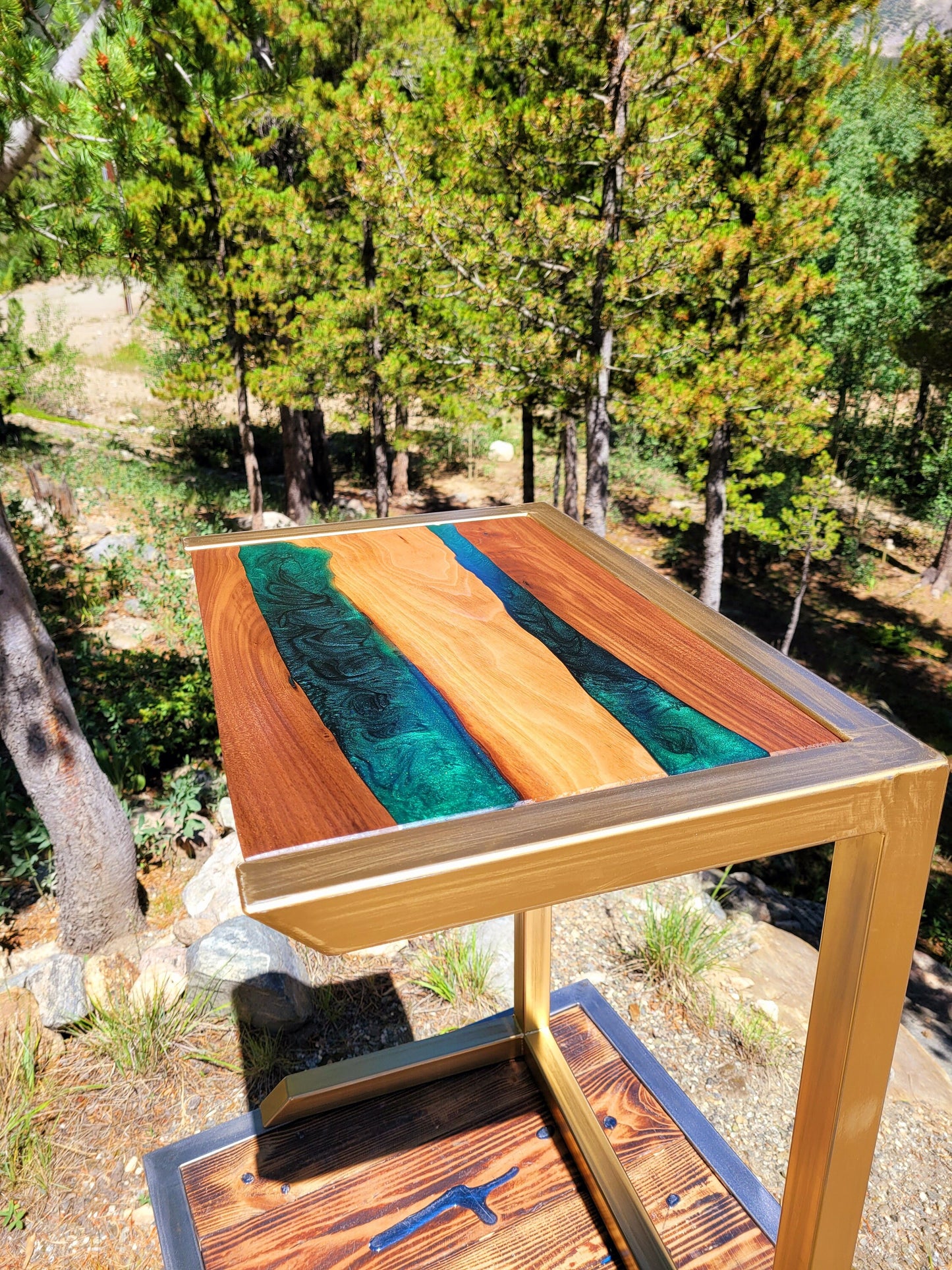 Made to Order - Epoxy Resin Couch Side Table - Coffee Table - C-side Desk - Handmade in USA