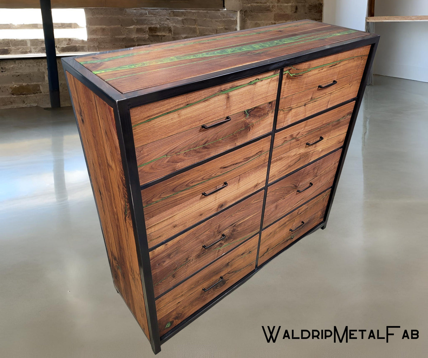 Custom Order! - Oversized Eight Drawer Walnut/Steel Dresser - Handmade to Order