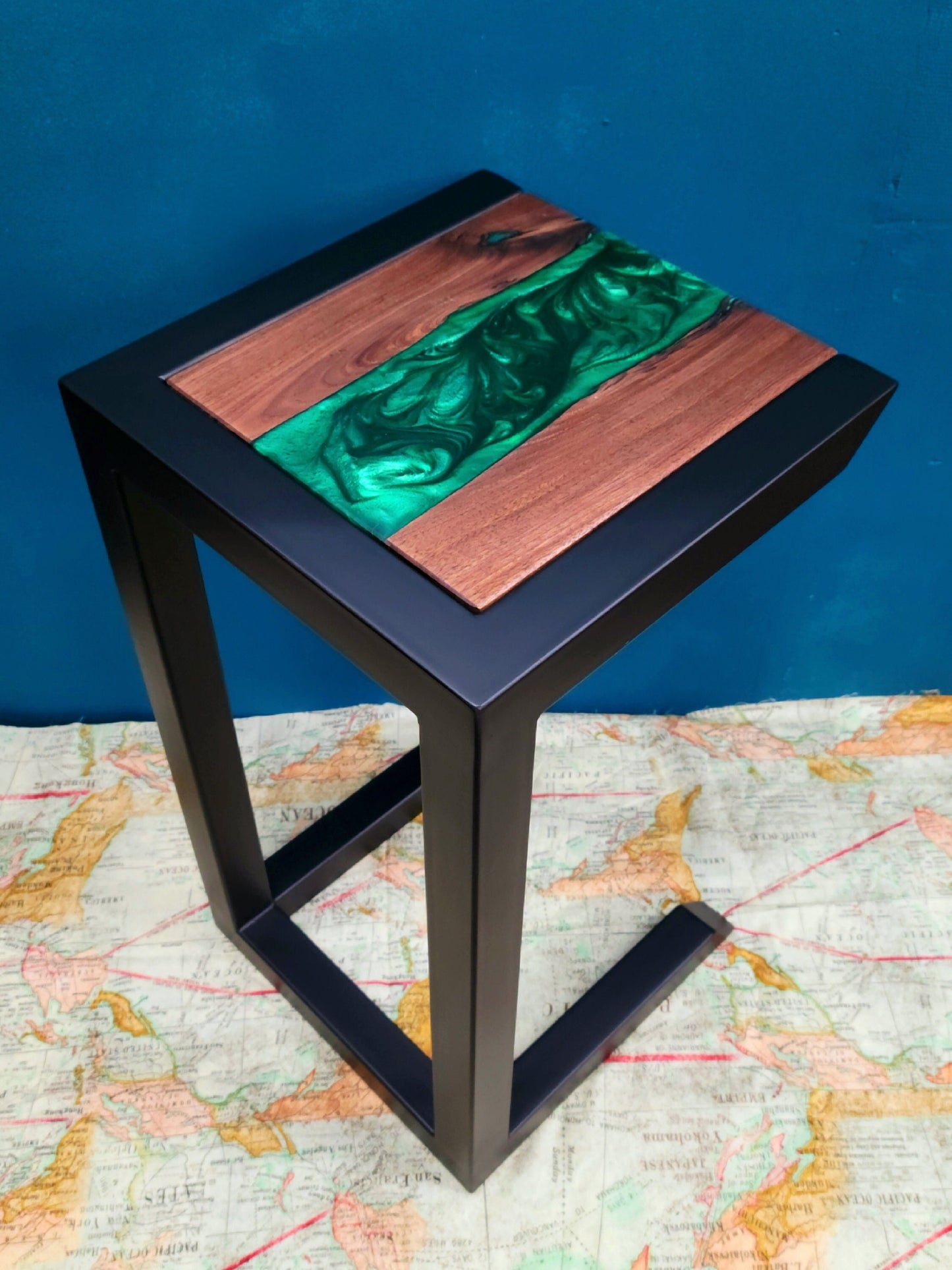 Made to Order - Epoxy Resin Couch Side Table - Coffee Table - C-side Desk - Handmade in USA