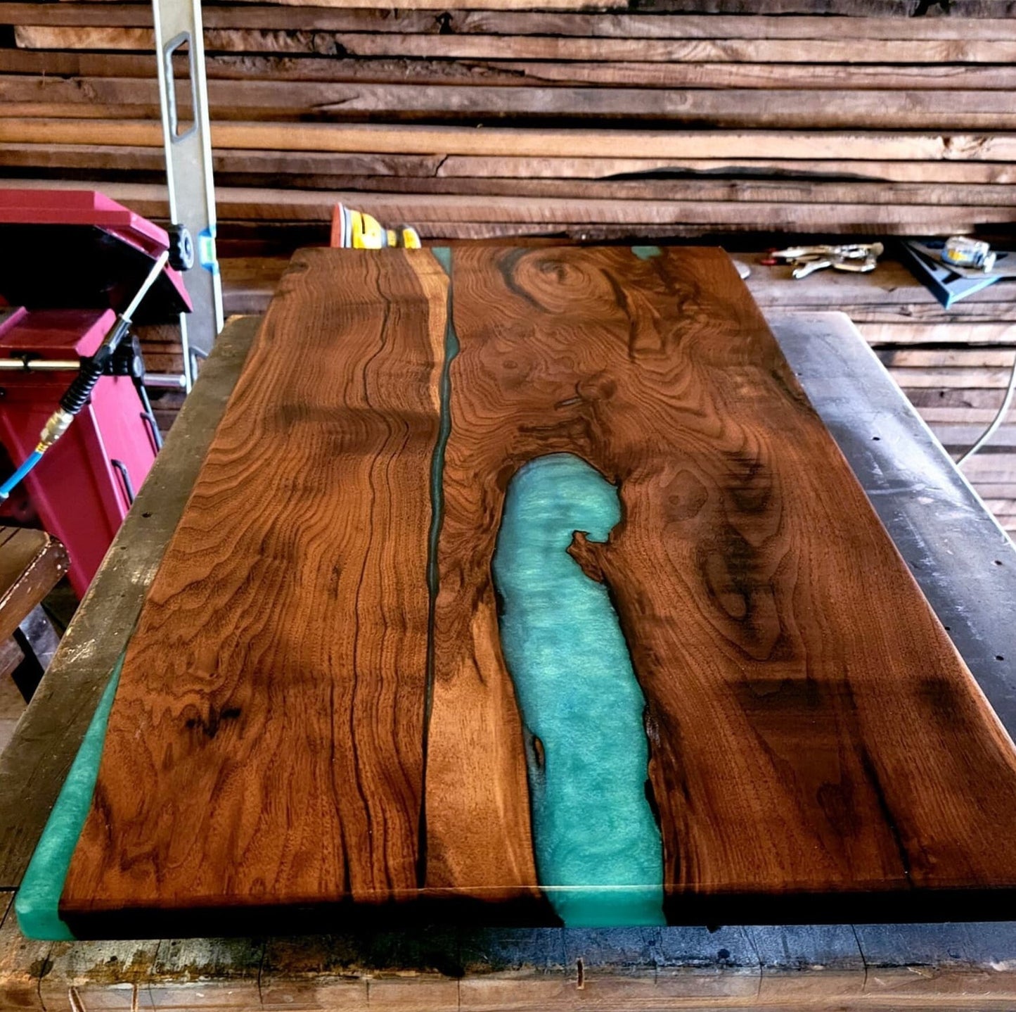 Start a Discussion! - Handcrafted Black Walnut Tabletop with Epoxy Resin - Custom-Made for You