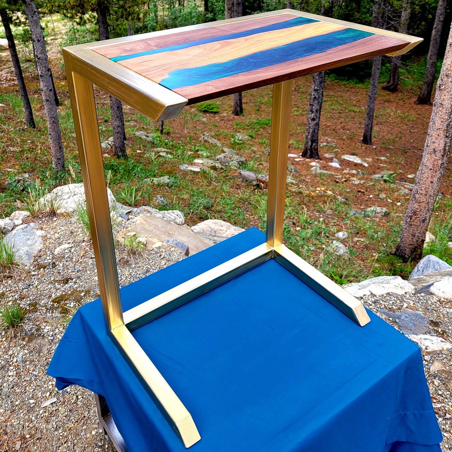Made to Order - Epoxy Resin Couch Side Table - Coffee Table - C-side Desk - Handmade in USA