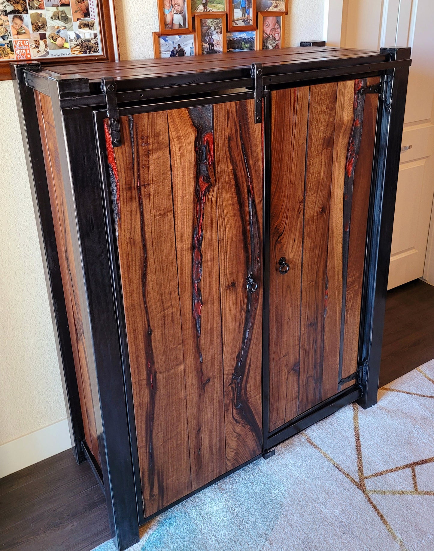 Custom Barndoor Dresser - Handmade to Order - American Black Walnut & Epoxy Inlay