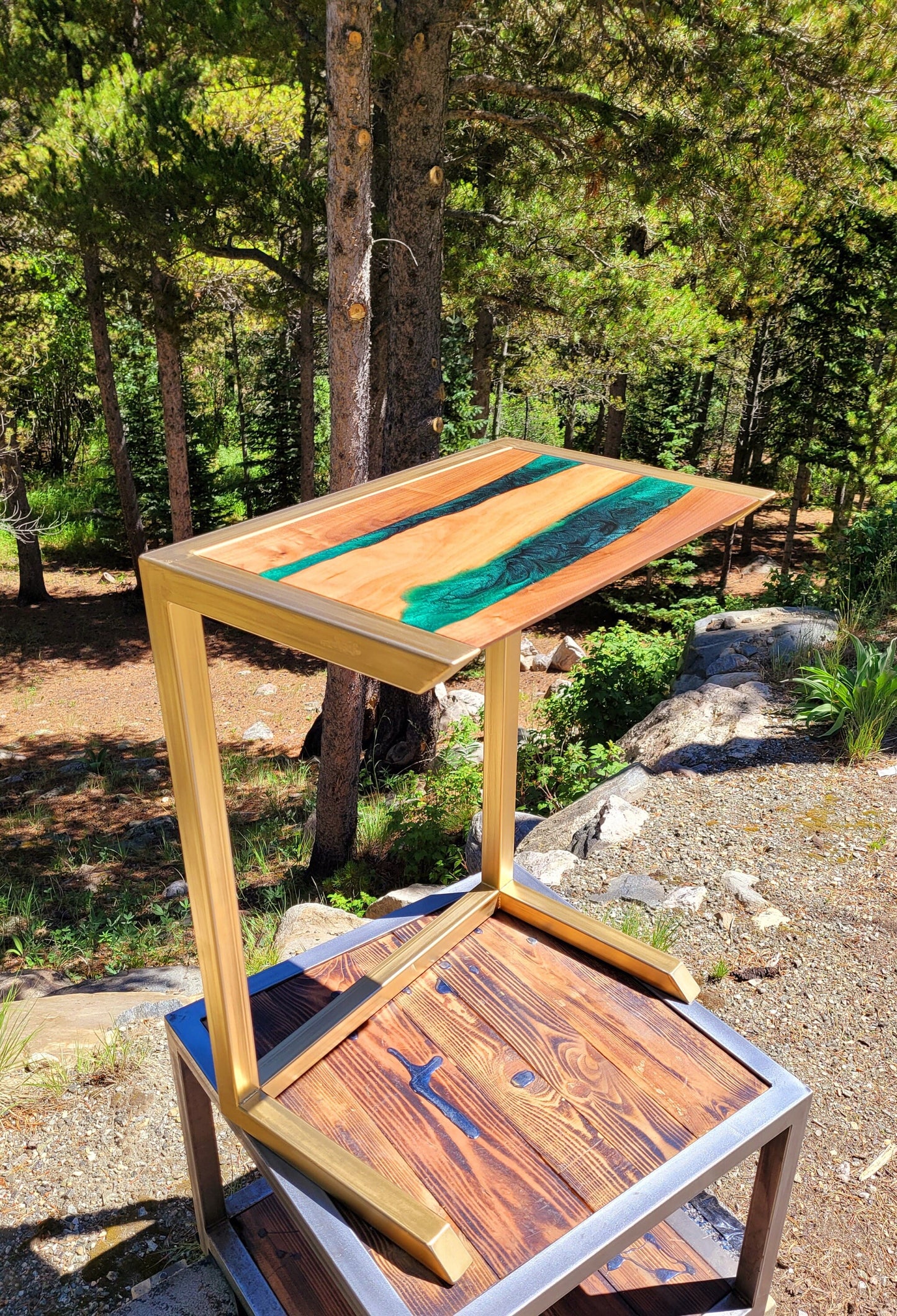 Made to Order - Epoxy Resin Couch Side Table - Coffee Table - C-side Desk - Handmade in USA