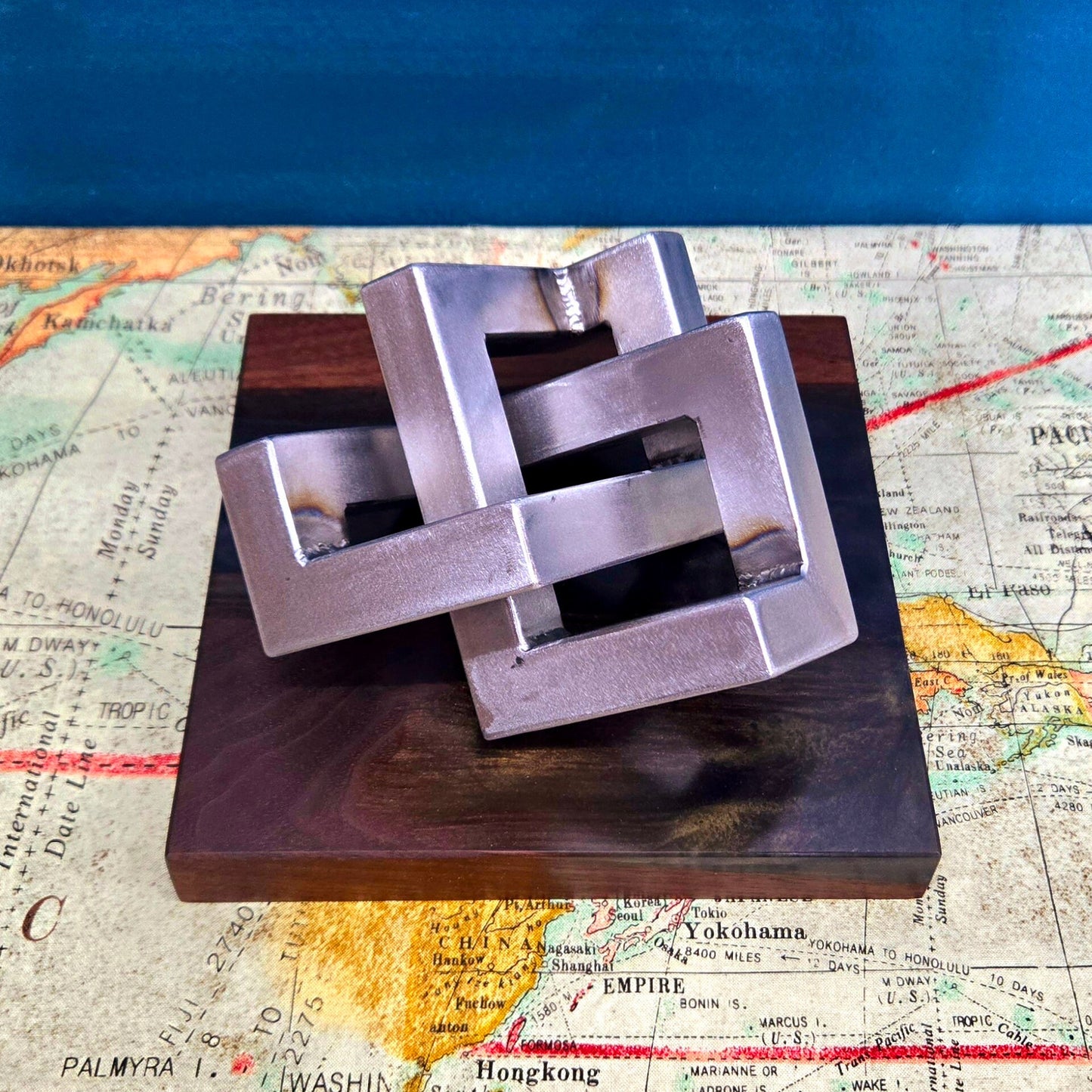 The Real Infiniti Cube - Handmade from Real Steel - American Walnut & Epoxy base