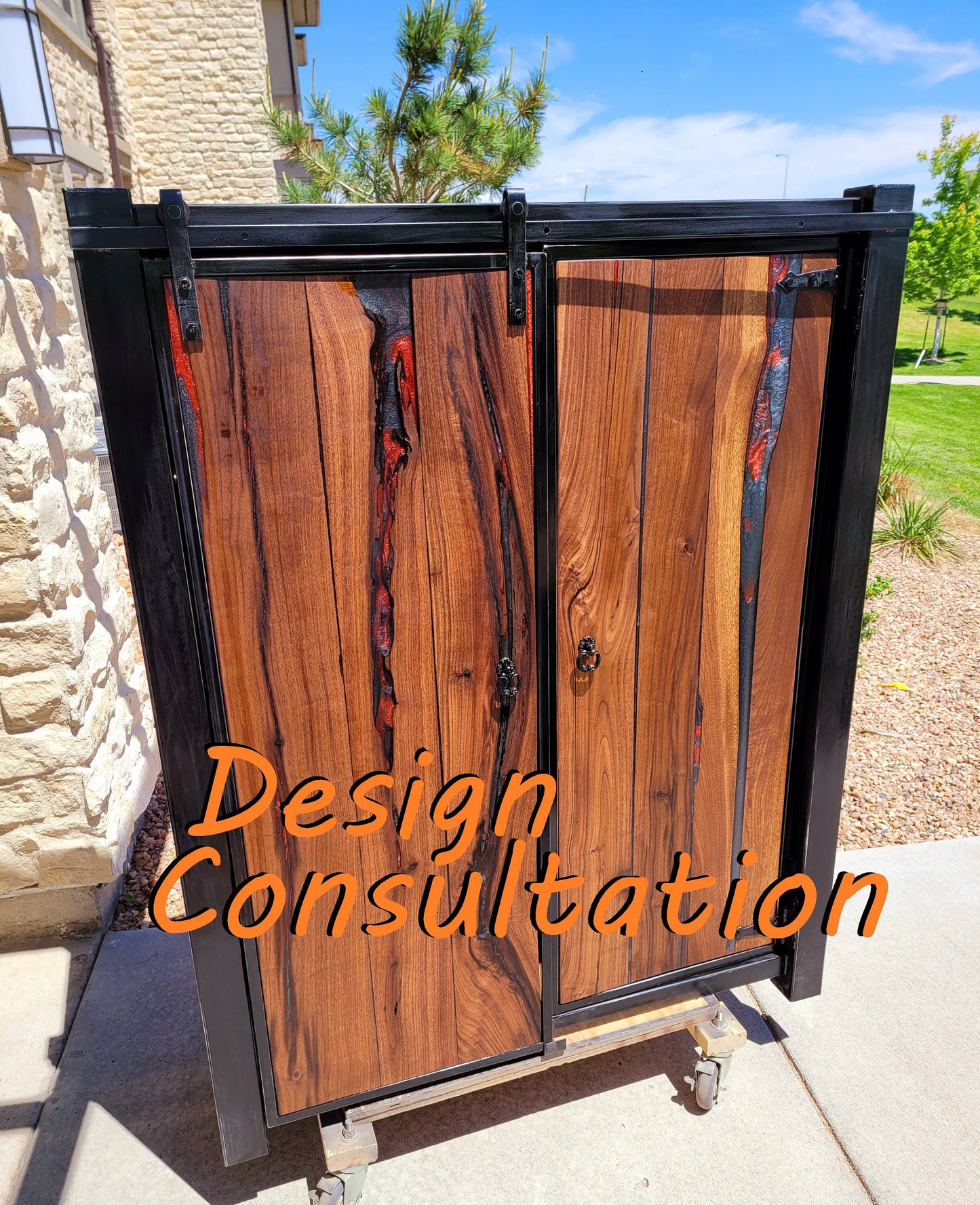 Design Consultation - Barndoor Dresser - Liqour Cabinet - Handmade per Order - American Black Walnut & Epoxy Inlay