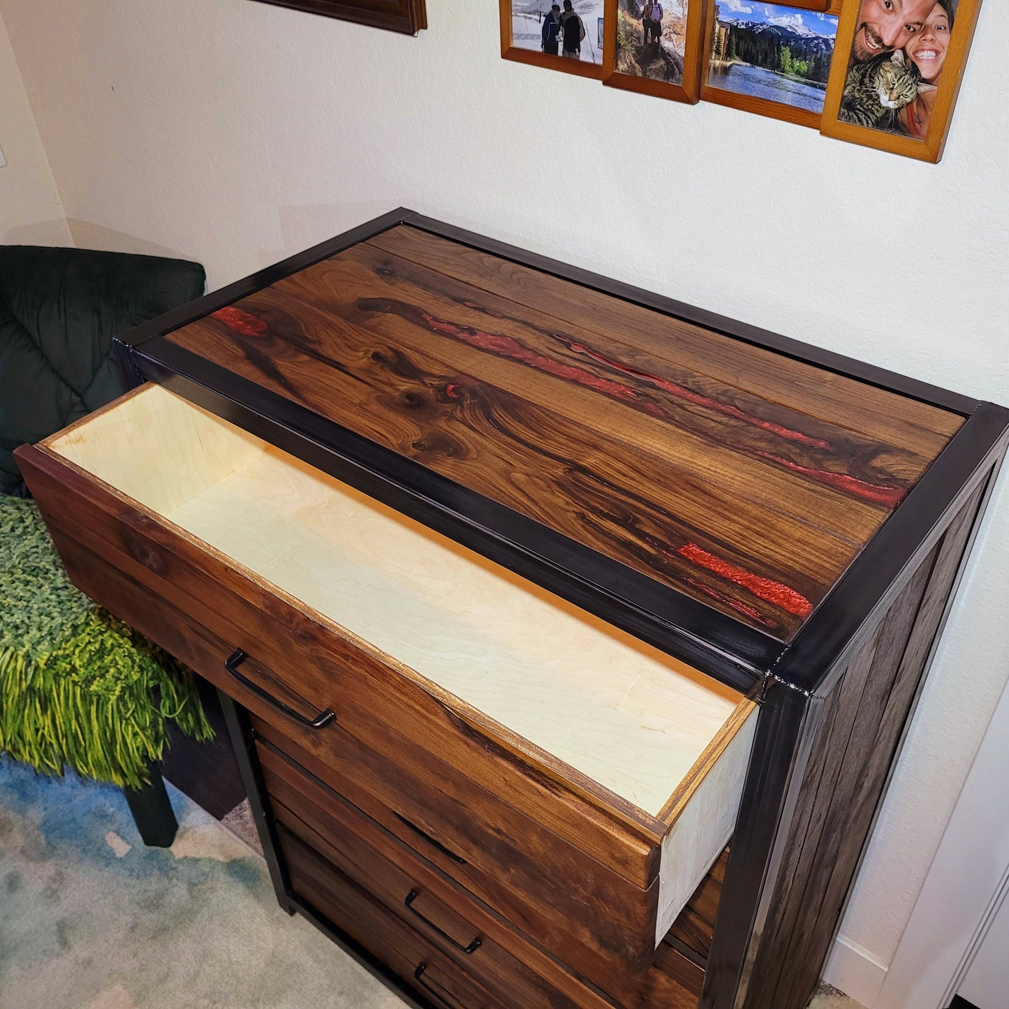 Made to Order~Vertical Dresser with Colored Epoxy Included~Handmade USA
