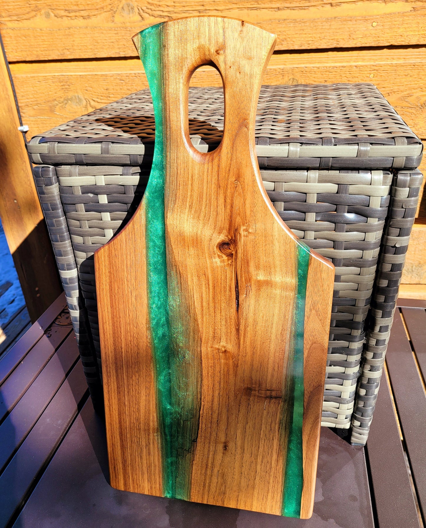 Made to Order! - Emerald Green & Gold - American Black Walnut Cutting Board Colored Epoxy