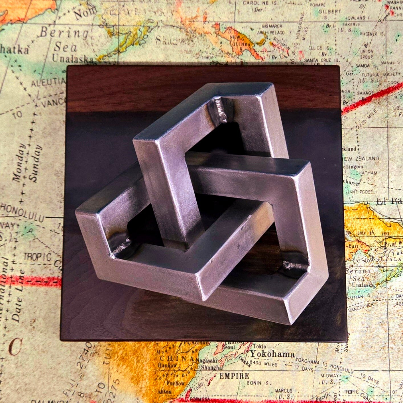 The Real Infiniti Cube - Handmade from Real Steel - American Walnut & Epoxy base