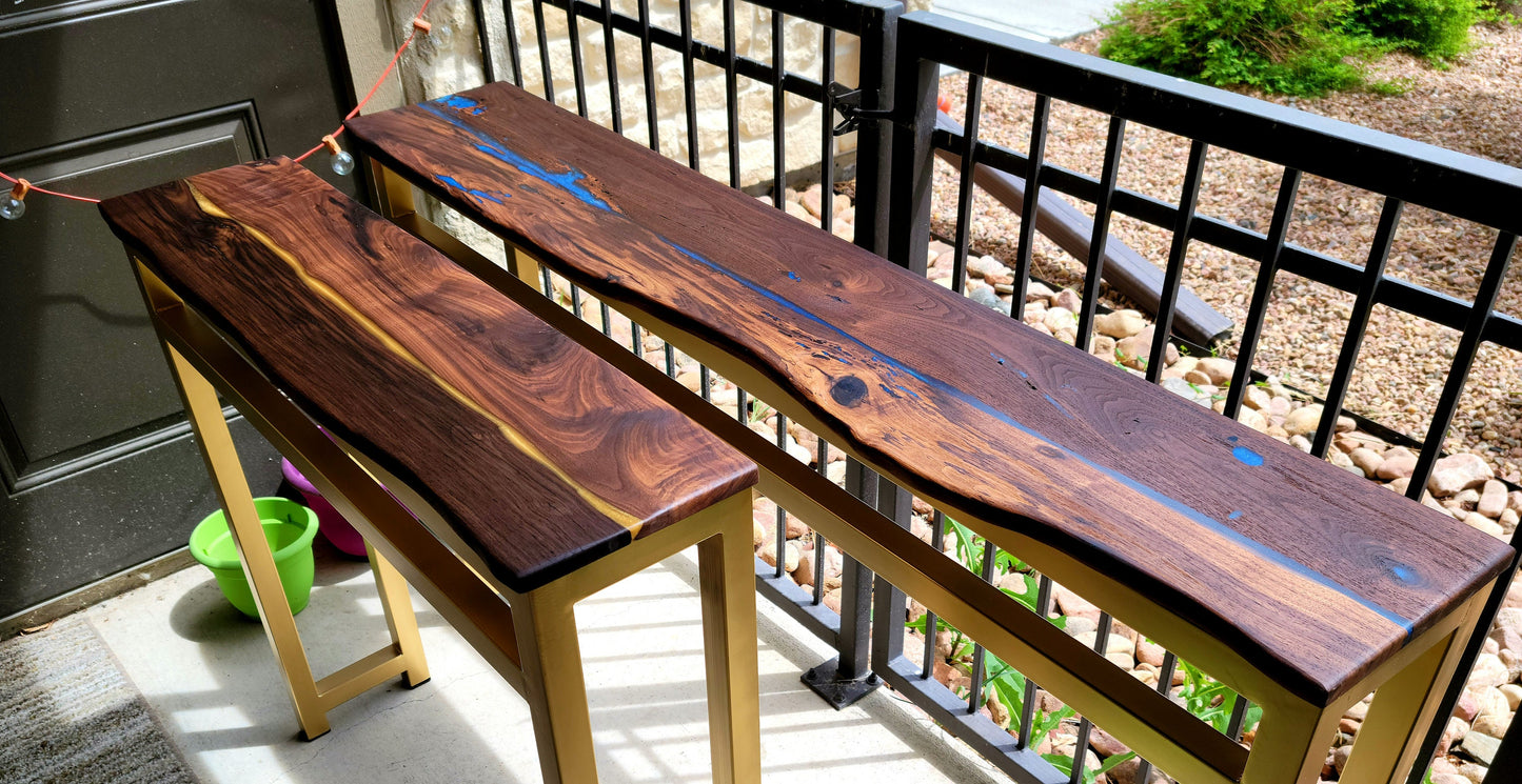 Custom Table or Bench! 100% Handmade in USA - Local Colorado Artist - real steel & American walnut