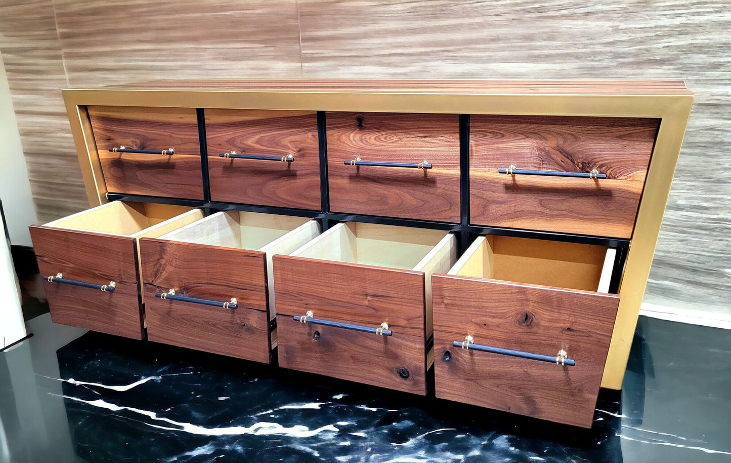 Ready to Ship "Black Gold" Handmade Chest of Drawers