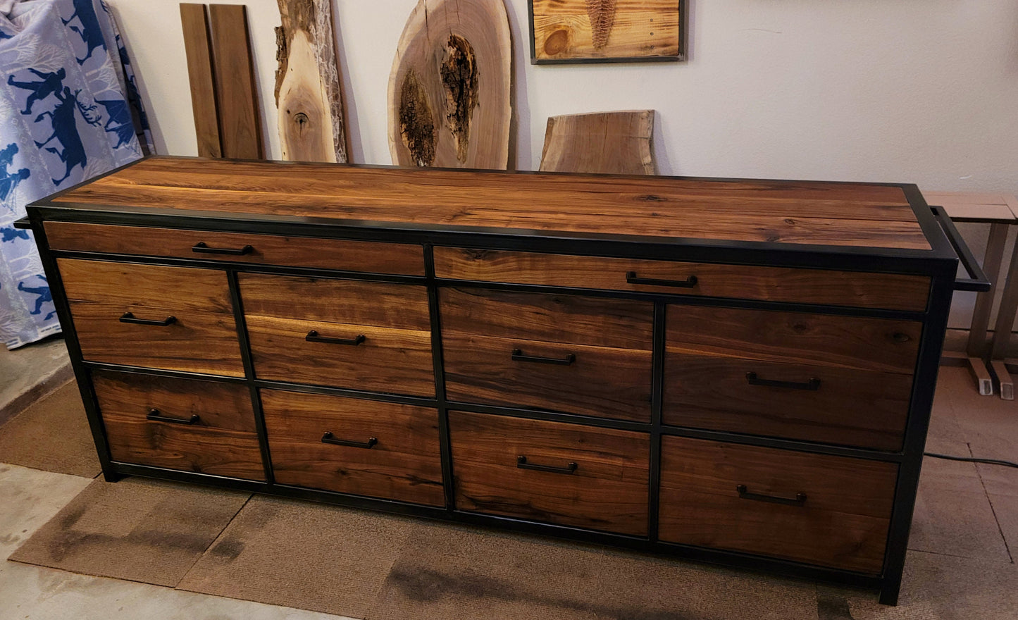 Oversized Industrial Rustic Ten Drawer Dresser