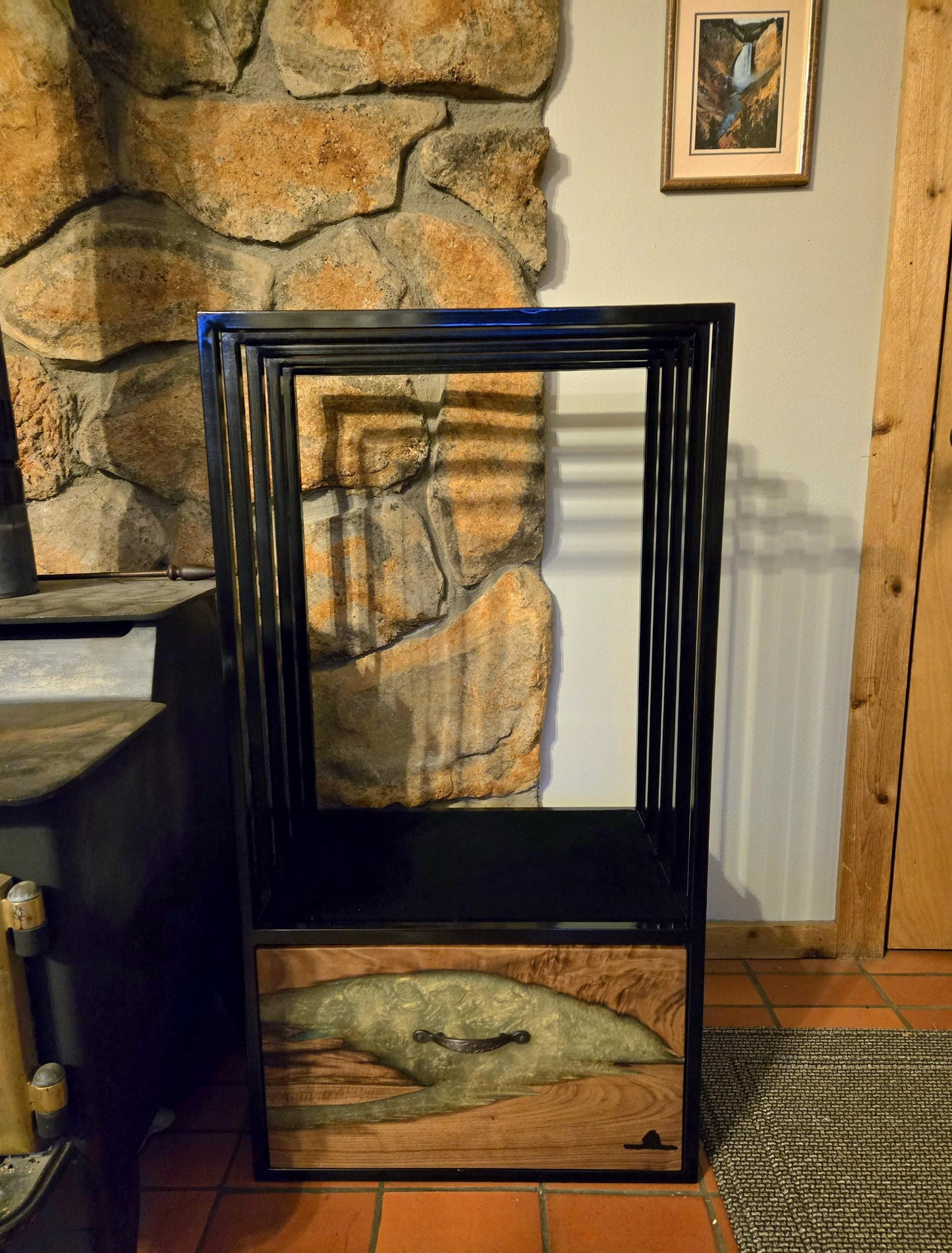 Firewood Storage Wood Holder Epoxy Drawer Velvet Shelves