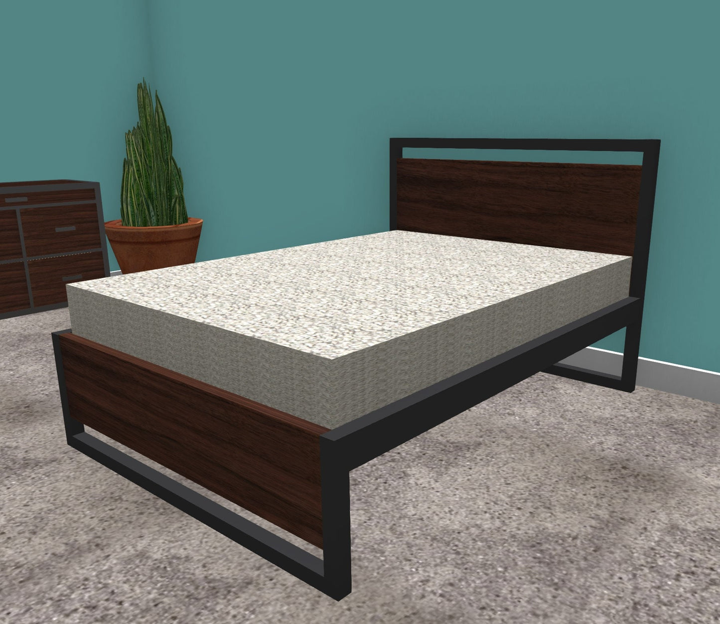 Live Edge American Walnut and Metal Bed - Made to Order