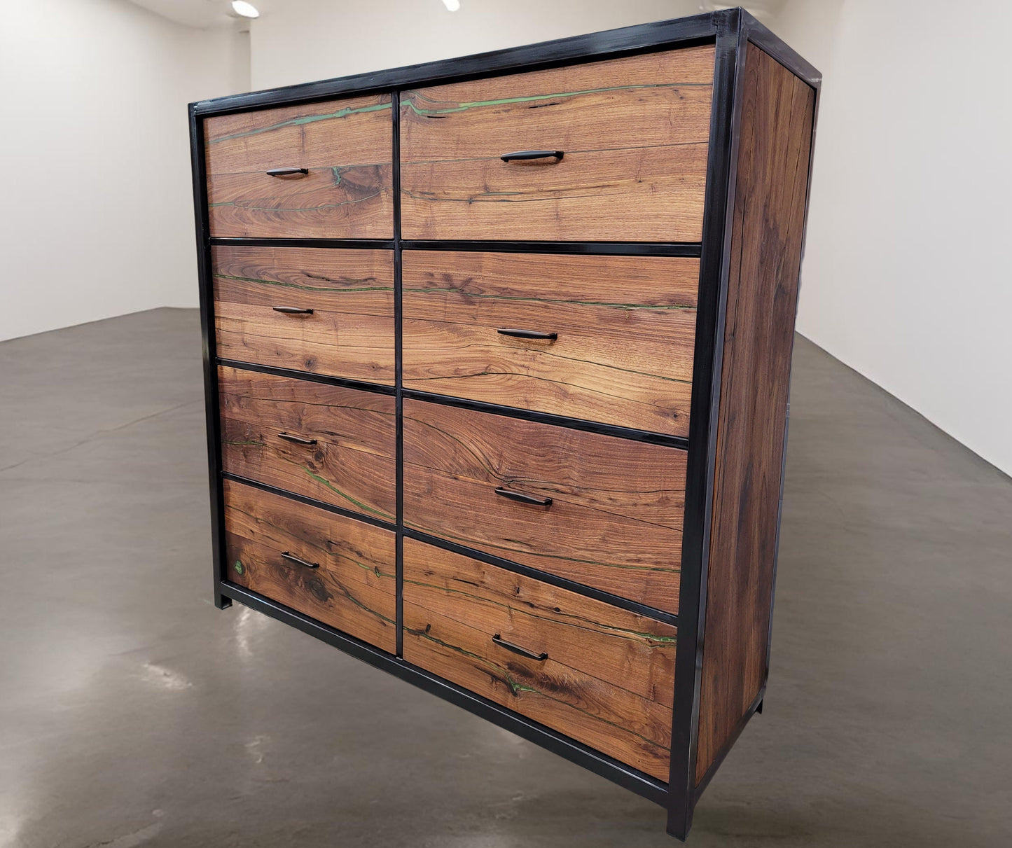 Custom Order! - Oversized Eight Drawer Walnut/Steel Dresser - Handmade to Order