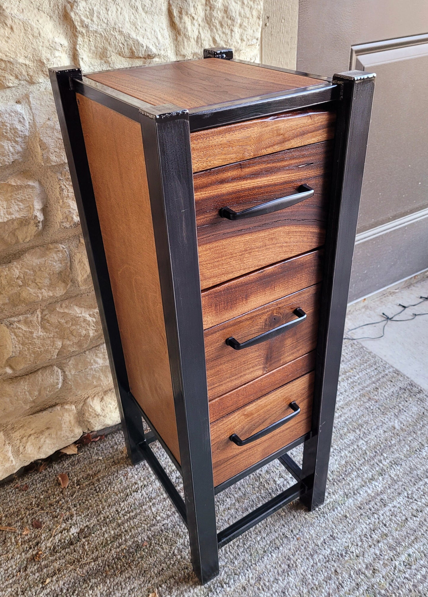 Custom Order! - Three Drawer Nightstands with American Black Walnut & Real Steel