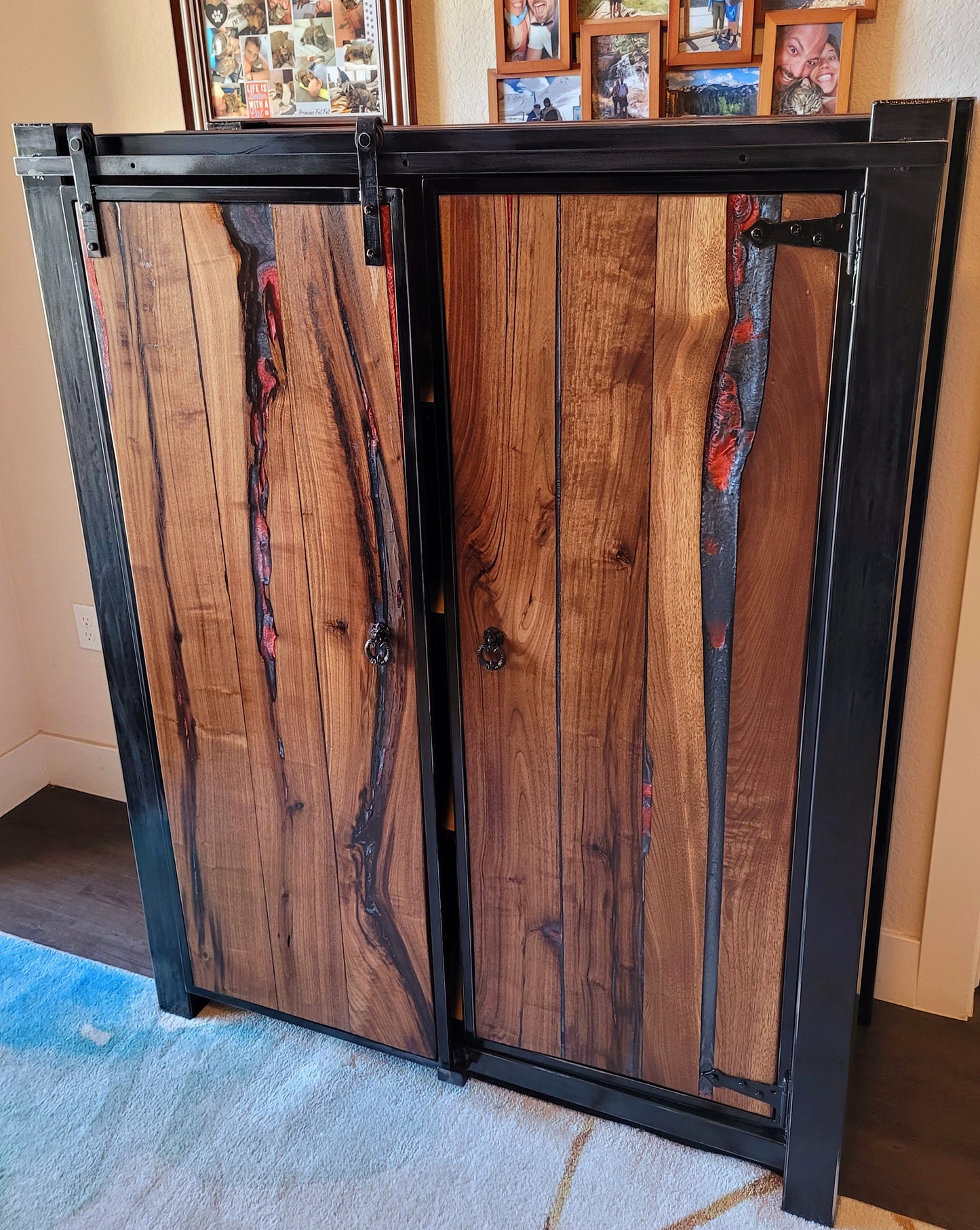 Custom Barndoor Dresser - Handmade to Order - American Black Walnut & Epoxy Inlay