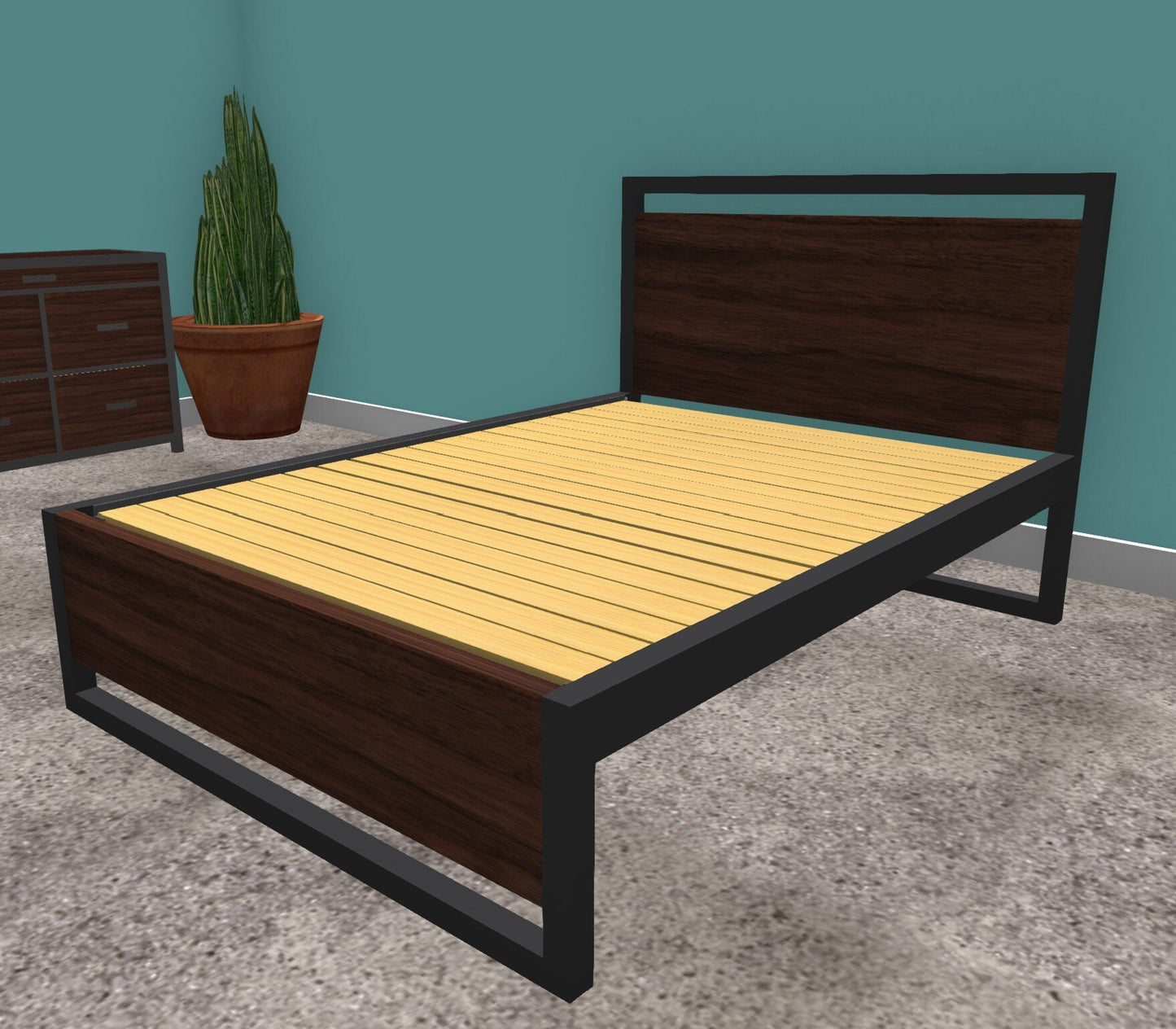 Live Edge American Walnut and Metal Bed - Made to Order