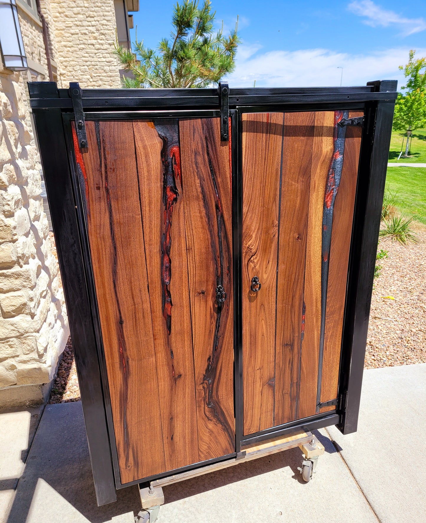 Design Consultation - Barndoor Dresser - Liqour Cabinet - Handmade per Order - American Black Walnut & Epoxy Inlay