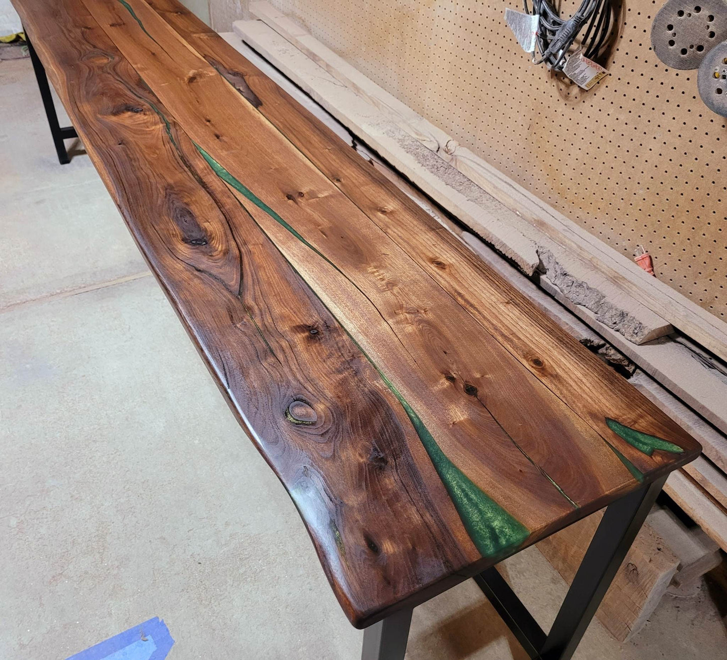 Start a Discussion! - Colored Epoxy Resin Table - 100% Handmade in Colorado - Black Walnut - Black Diamond Pigments